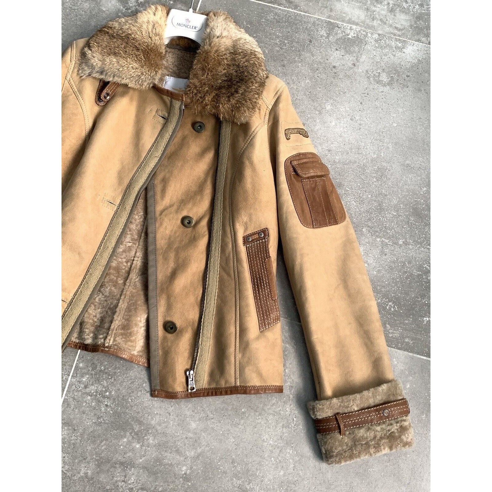 Aeronautica Militare AERONAUTICA MILITARE Sheepskin Fur Biker Jacket Coat IT 42 S Size M / US 6-8 / IT 42-44 - 15 Thumbnail