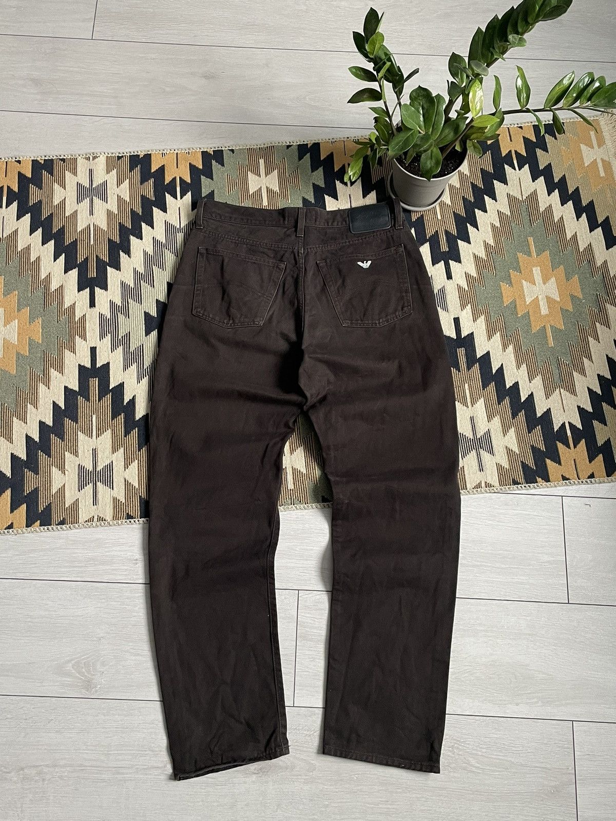 Armani Vintage Armani Metal Logo Brown Denim Pants Size US 36 / EU 52 - 1 Thumbnail