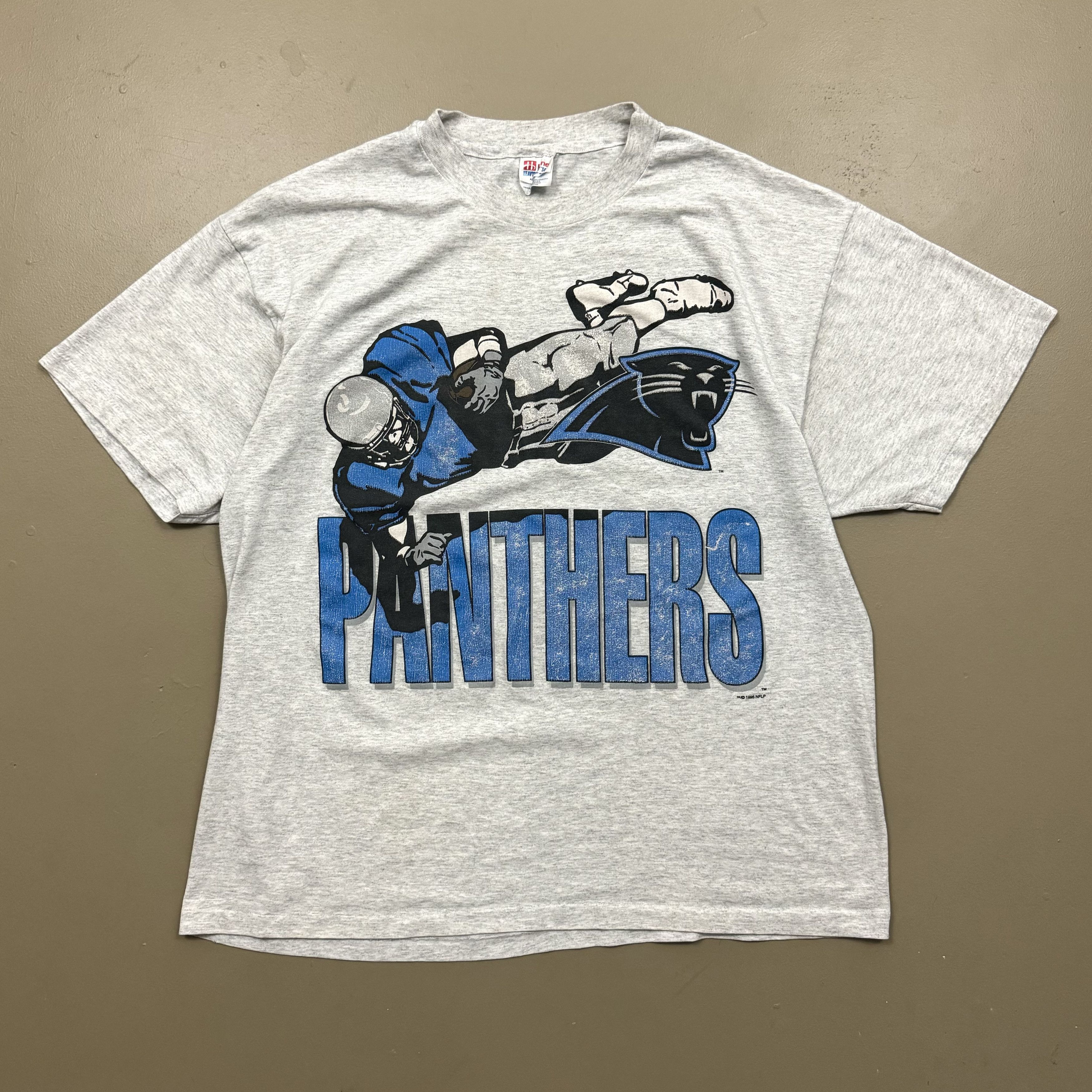 image of VTG 90's Carolina Panthers Graphic T Shirt Nfl Football in Heaher Gray, Men's (Size XL)