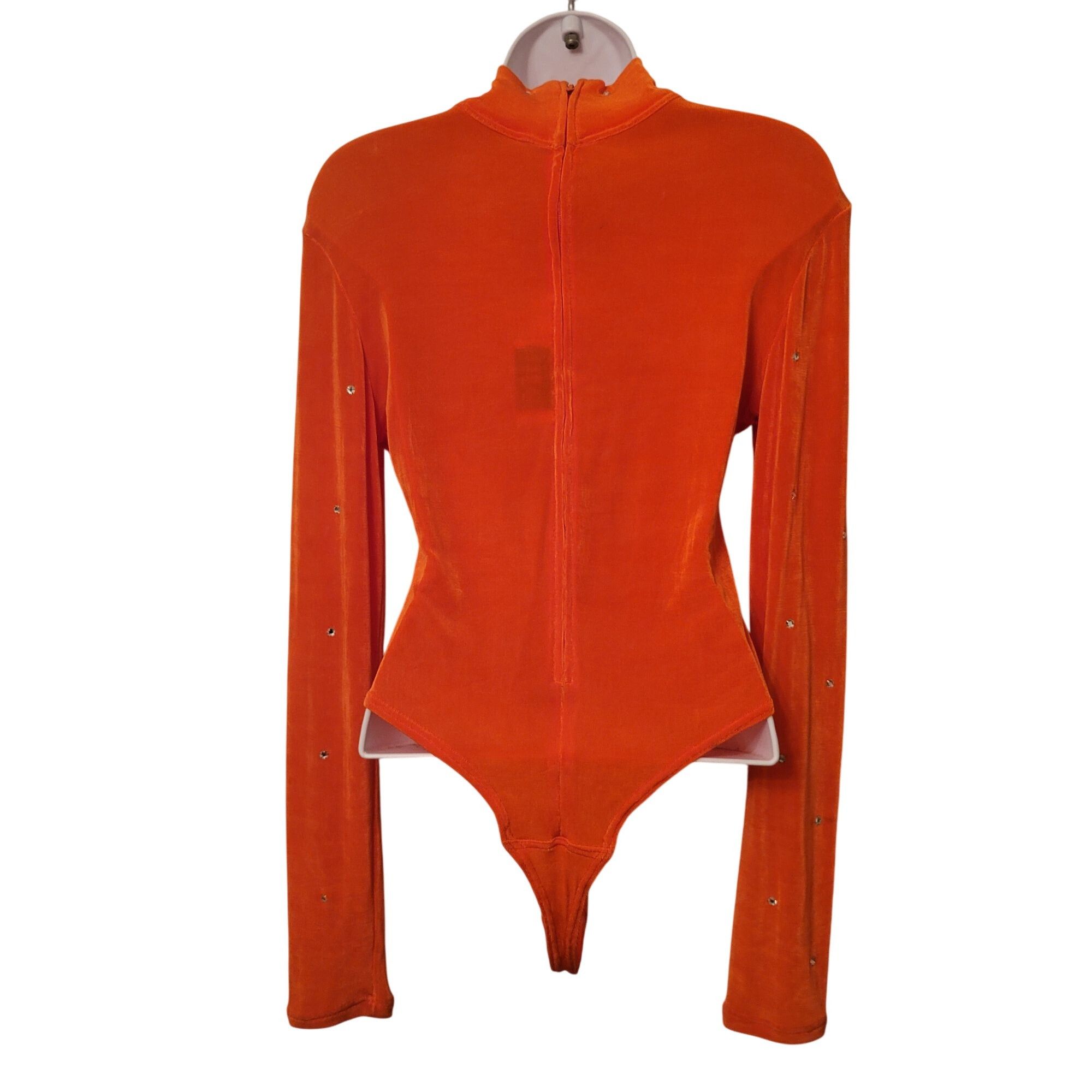 Vintage Vintage Isabel Orange Bodysuit Rhinestone M Liquid Knit Stre Size M / US 6-8 / IT 42-44 - 3 Thumbnail
