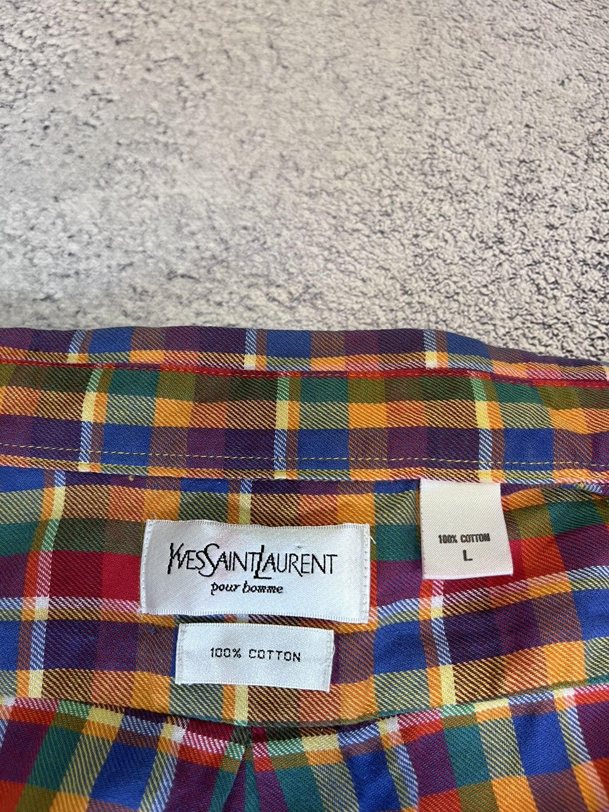 Yves Saint Laurent YSL Yves Saint Laurent Mens L Plaid Shirt Vintage Hong Kong Size US L / EU 52-54 / 3 - 11 Thumbnail