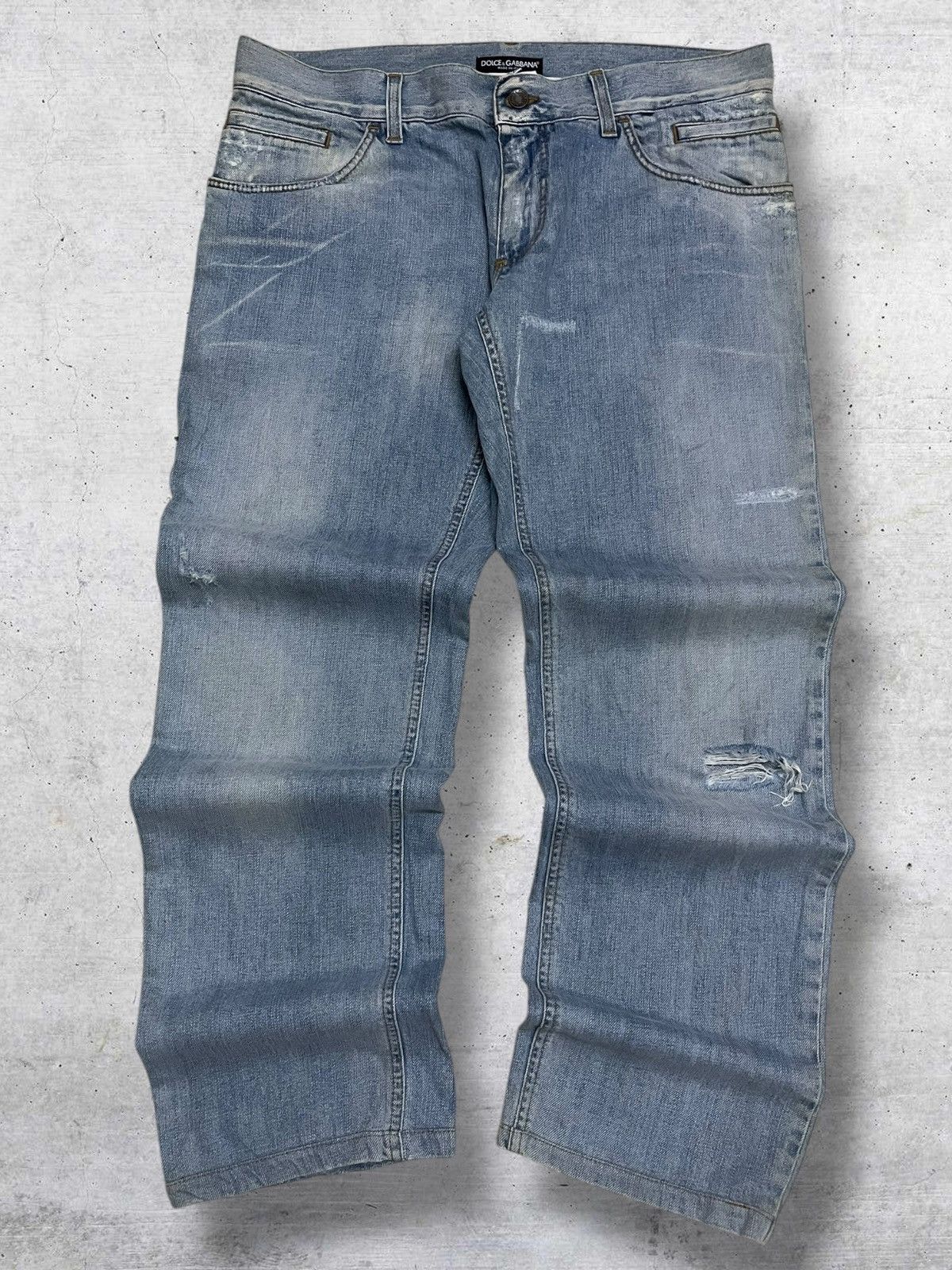 Dolce & Gabbana DOLCE & GABBANA 90S DESIGNER DISTRESSED BLUEWASHED DENIM Size US 36 / EU 52 - 1 Thumbnail