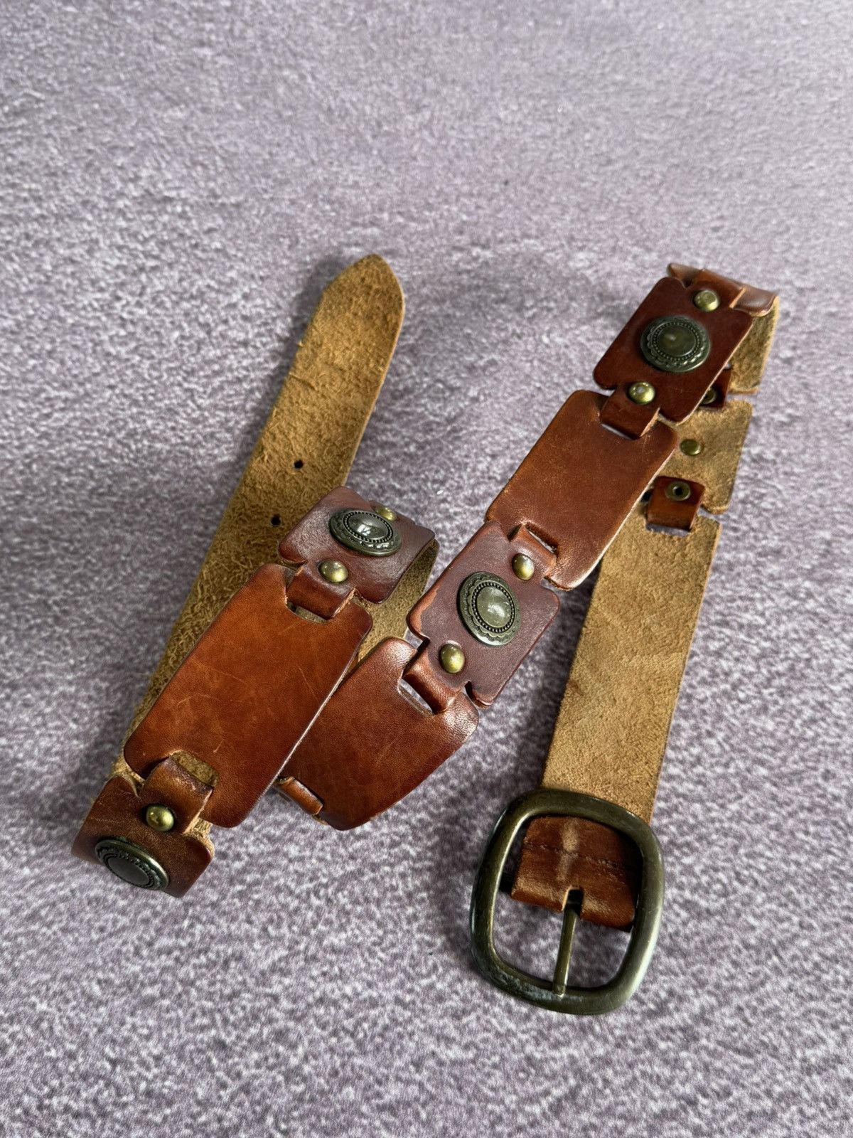 If Six Was Nine Vintage Brown Leather Glamour 00s Western Vibe Belt Size ONE SIZE - 5 Thumbnail