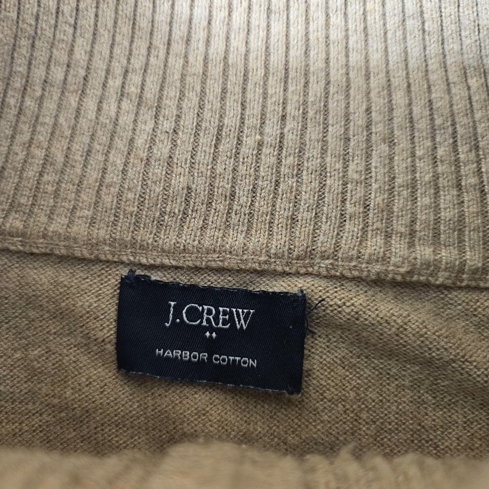 J.Crew J.Crew Mens Sweater Mock Neck Quarter Zip Harbor Cotton Pullover Tan Beige F4718 Size US XL / EU 56 / 4 - 3 Thumbnail
