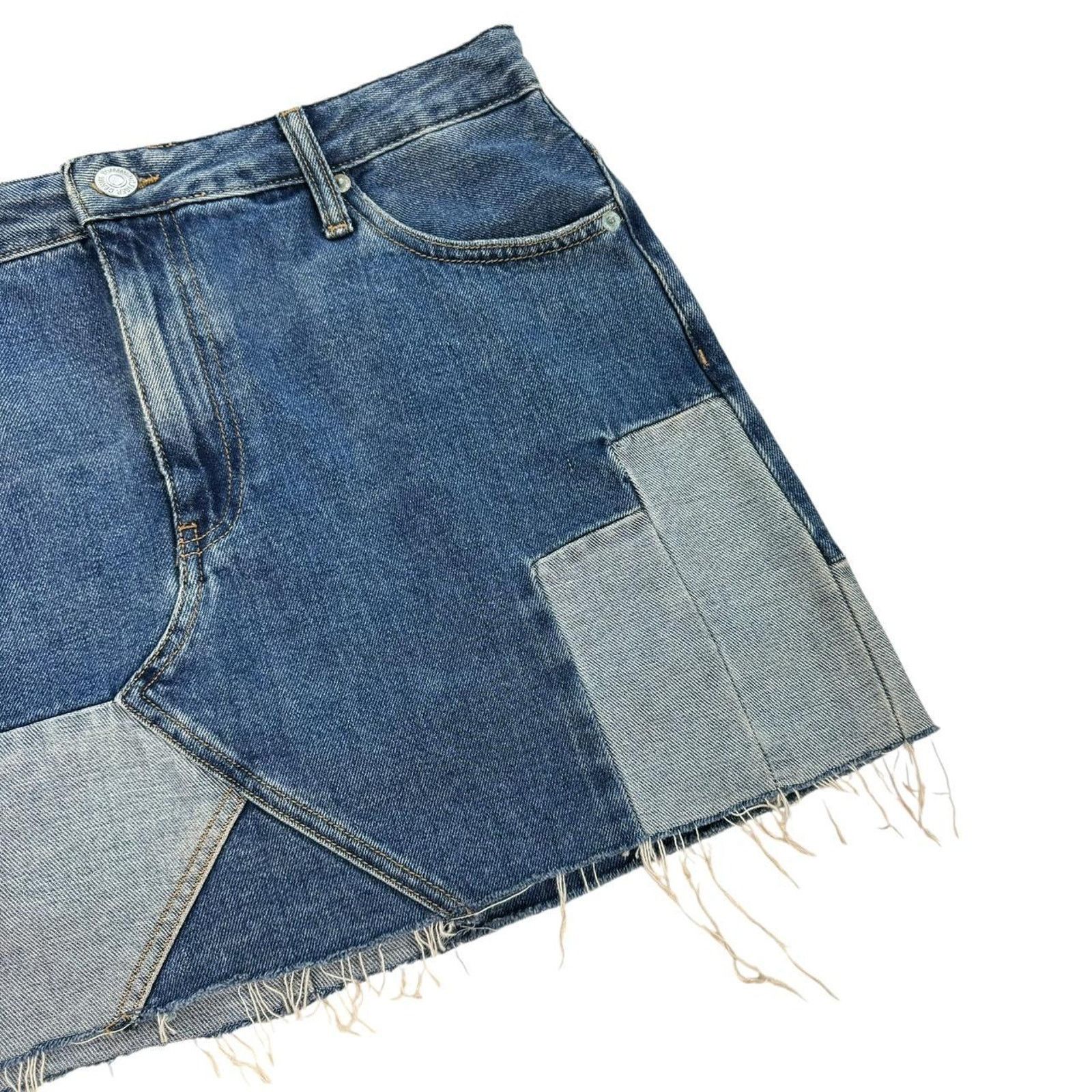 Tommy Hilfiger Blue High Waisted Mini Denim Patchwork Skirt Tommy Hilfiger Size 33" - 3 Thumbnail