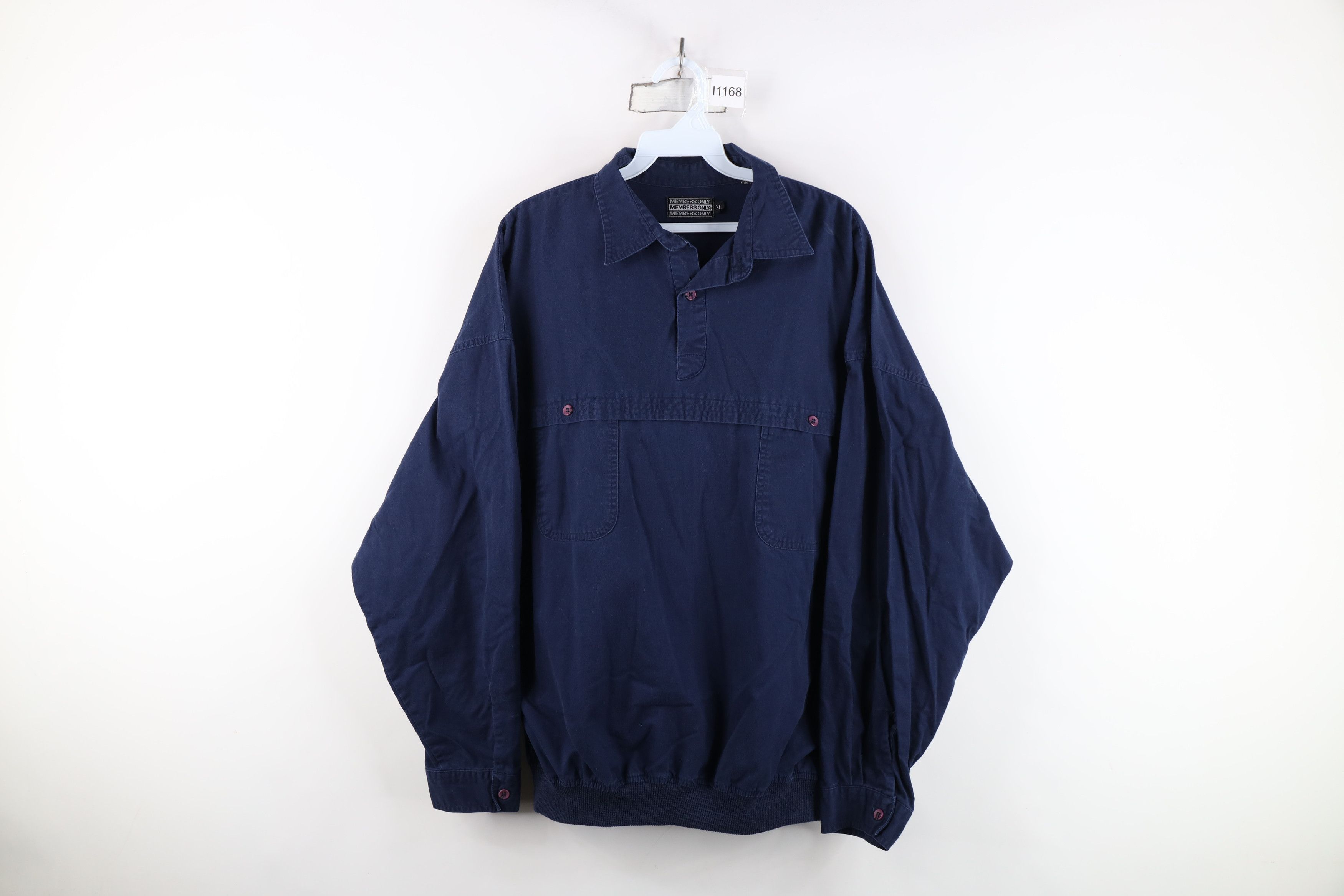 Members Only Vintage 90s Members Only Collared Pullover Jacket Navy Blue Size US XL / EU 56 / 4 - 1 Thumbnail