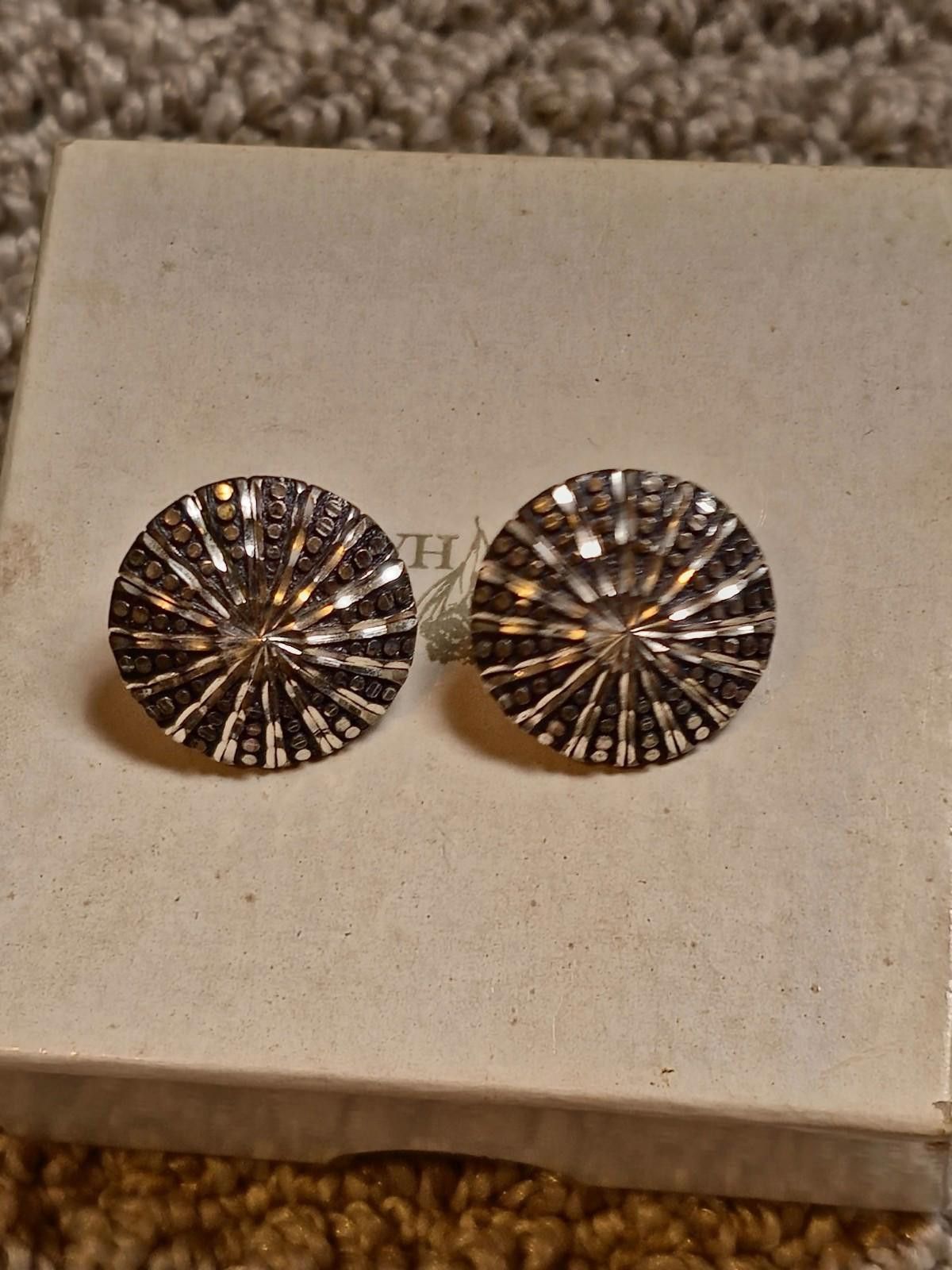 Other Vintage Silver Cloud Sterling Burst Earrings 3/4" Size ONE SIZE - 3 Thumbnail