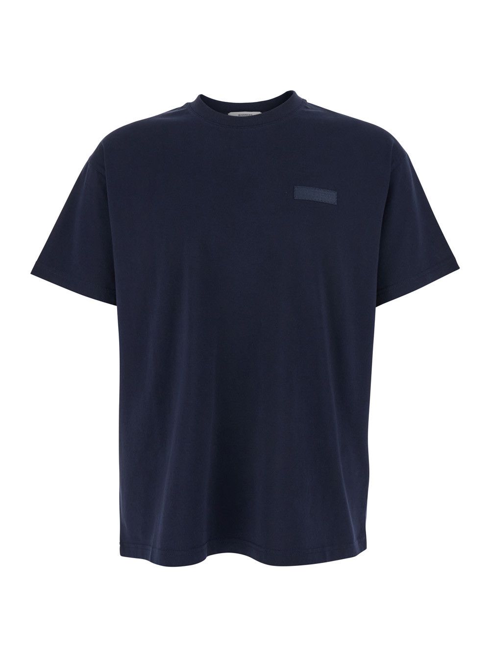 Givenchy Blue Crew Neck T-Shirt with Logo Patch on the Front in Cotton for Men Size US L / EU 52-54 / 3 - 1 Thumbnail
