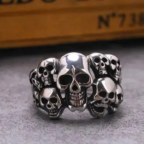 Other Multiple Skeleton Skull Man Rings Grunge Rock Ghost Size ONE SIZE - 2 Thumbnail
