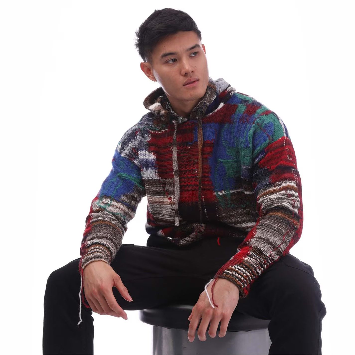 Off-White o1g2r1mq0226 Tab Chaos Knit Hoodie In Multicolor Size US M / EU 48-50 / 2 - 3 Thumbnail