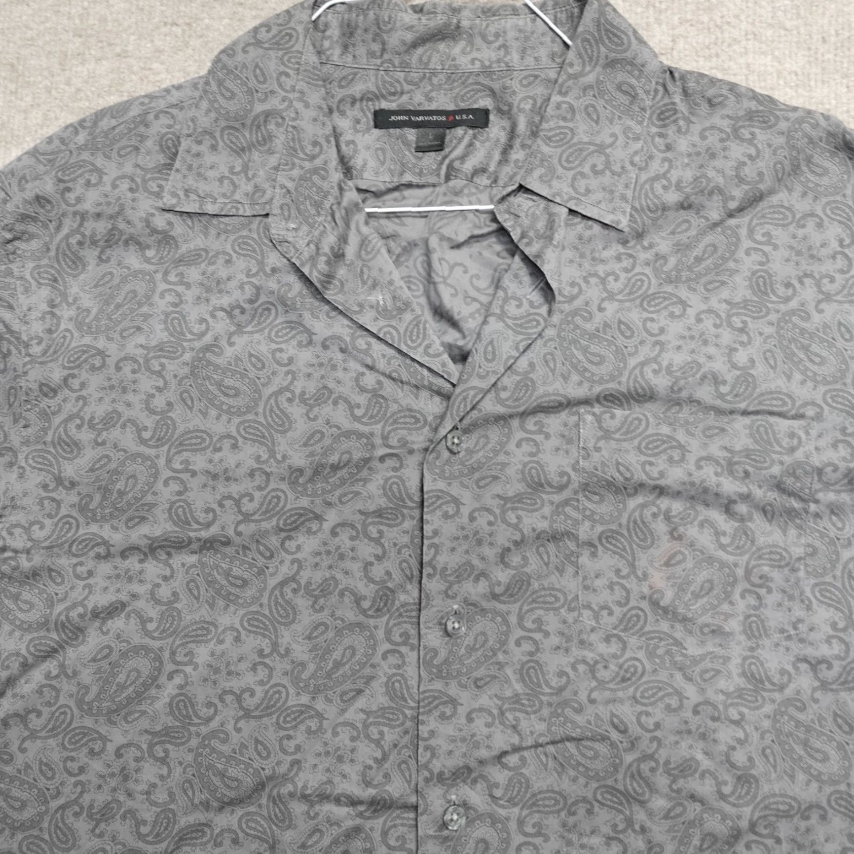 John Varvatos VINTAGE John Varvatos Shirt Gray Paisley Print All Over Cotton Long Sleeve (if vintage) Size US L / EU 52-54 / 3 - 2 Thumbnail