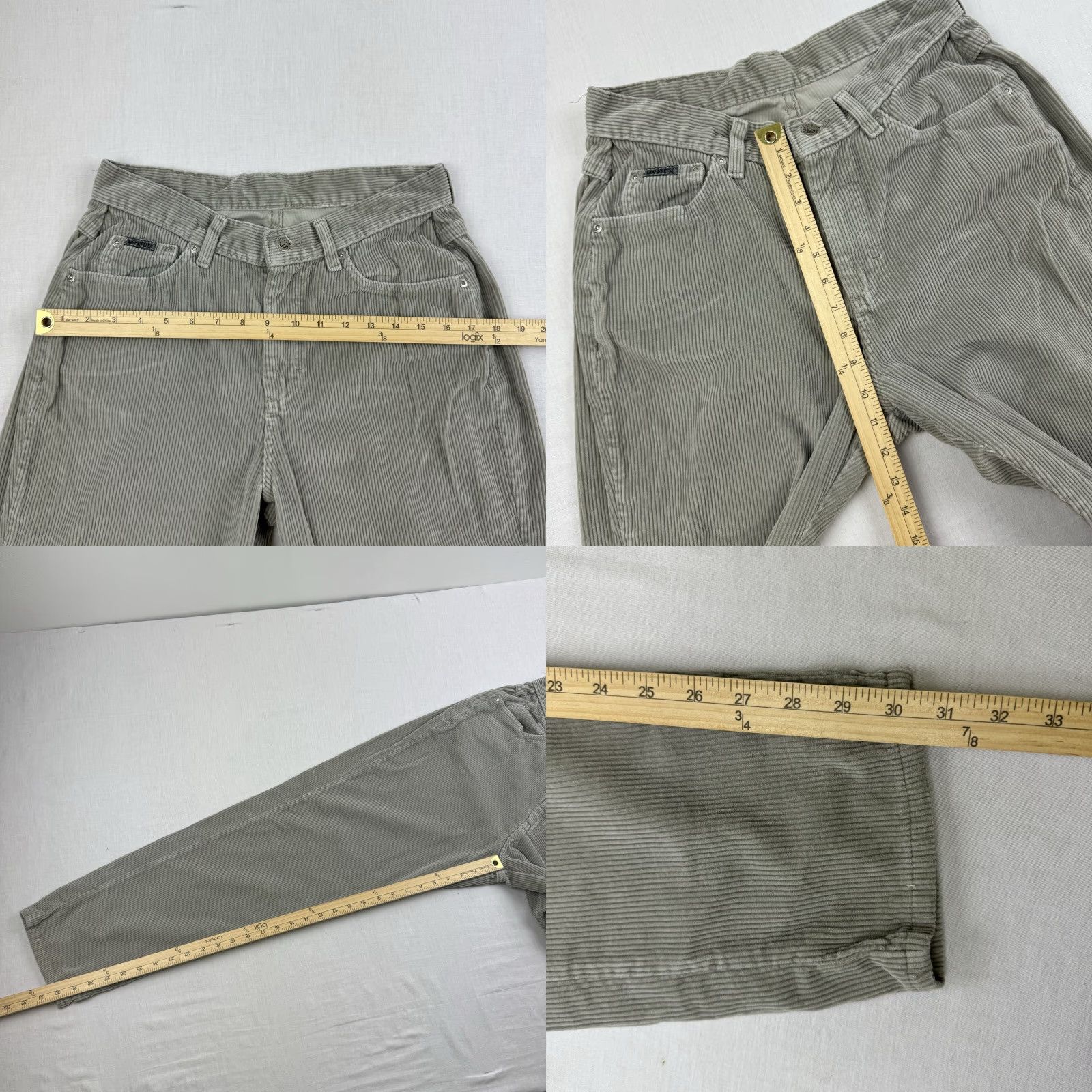 Lee VINTAGE Lee Riveted Corduroy Pants Womens 12 Med Ivory Mom Jeans 90s High Waist Size 34" / US 12 / IT 48 - 8 Thumbnail