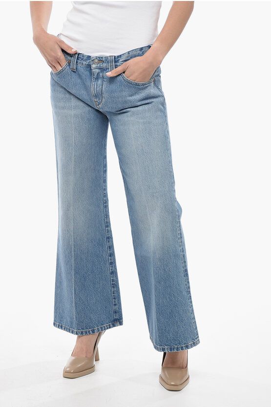 image of Victoria Beckham Low-Waist Cropped Edie Jeans 29Cm in Blue, Women's (Size 30)