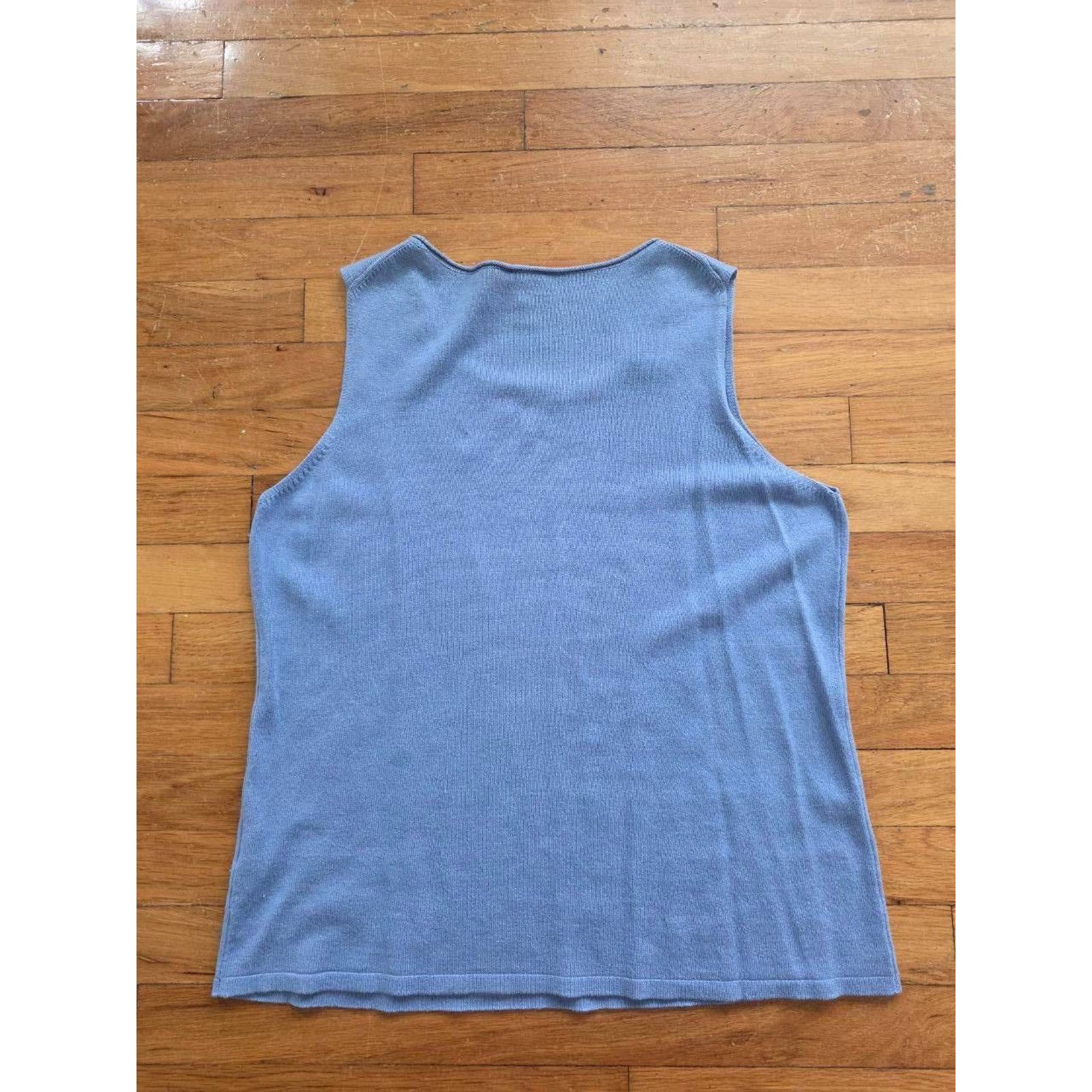 Eileen Fisher Eileen Fisher Sleeveless Silk Cashmere Blue Pet L A001079 Size L / US 10 / IT 46 - 3 Thumbnail