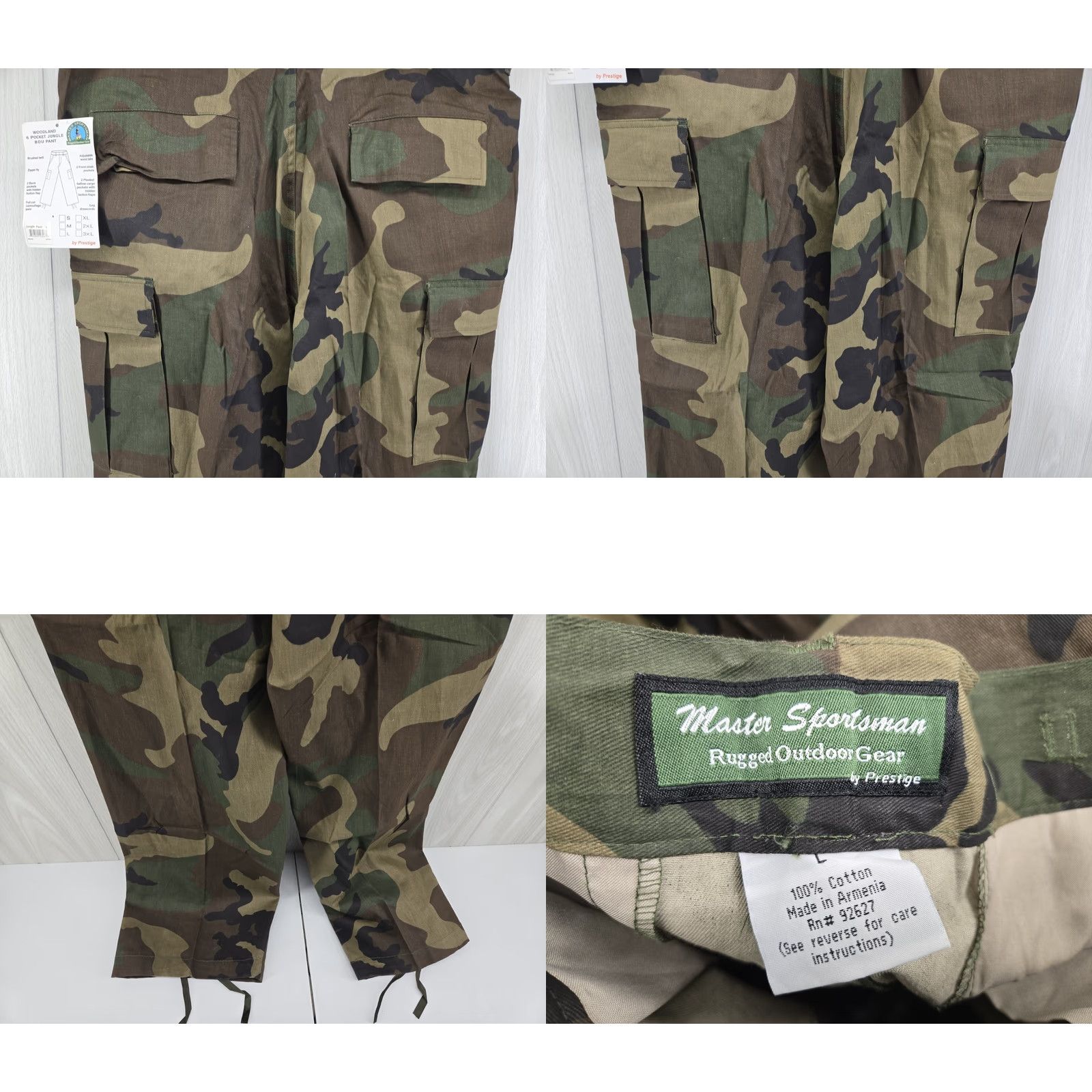 Vintage VINTAGE Master Sportsman Pants Mens Large Camo Cargo Hunting Outdoor Woodland 38/33 Mens Pants Camouflage Cargo Hunting 90s? Size US 33 - 8 Thumbnail