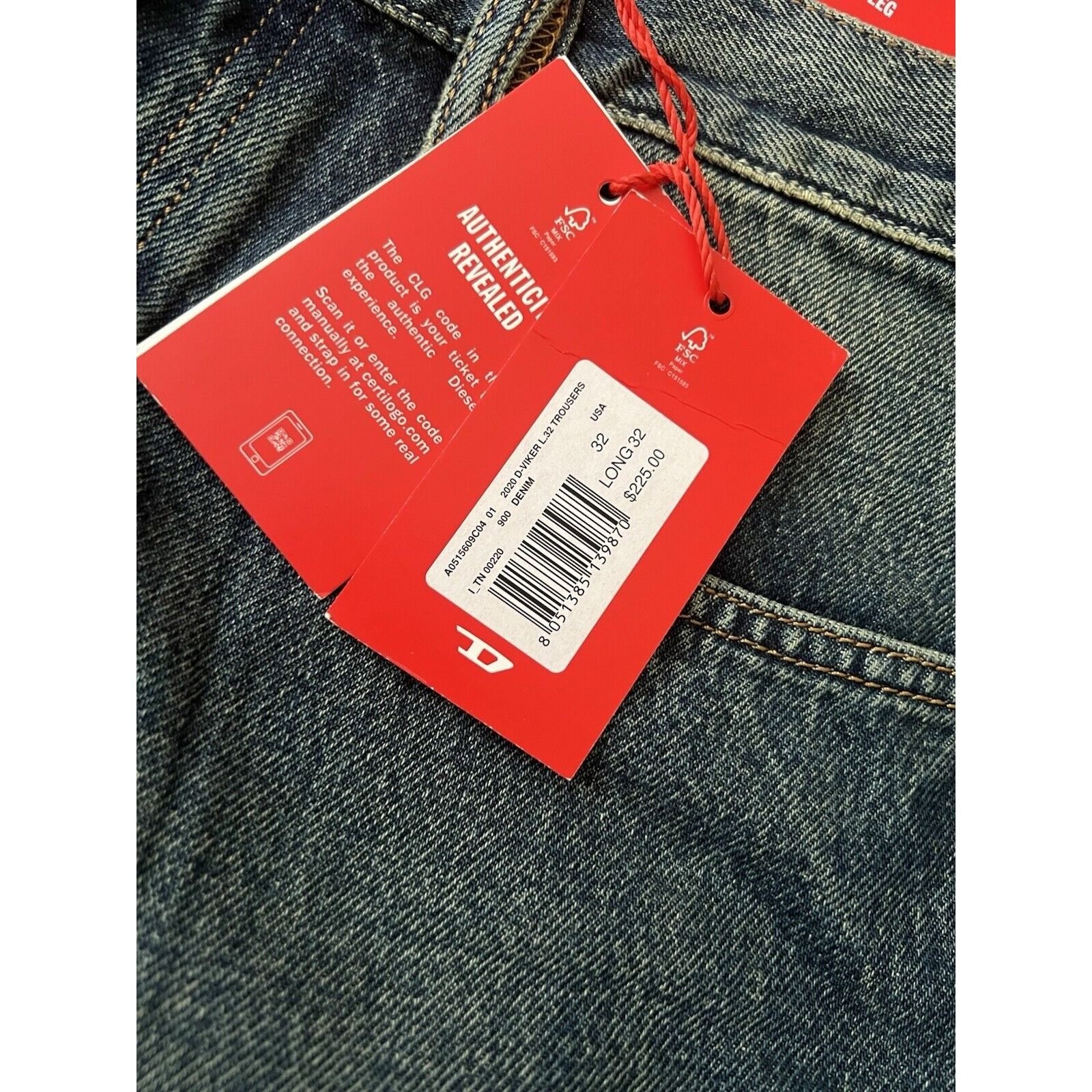 Diesel Diesel Mens Viker Straight Jeans 09C04 Blue $225 Size 32/32 Size US 32 / EU 48 - 7 Thumbnail