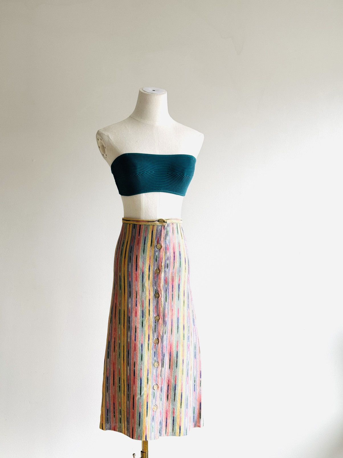 Missoni × Vintage Vintage Missoni knit midi skirt button down sz 44 multi wrap Size 30" / US 8 / IT 44 - 1 Thumbnail