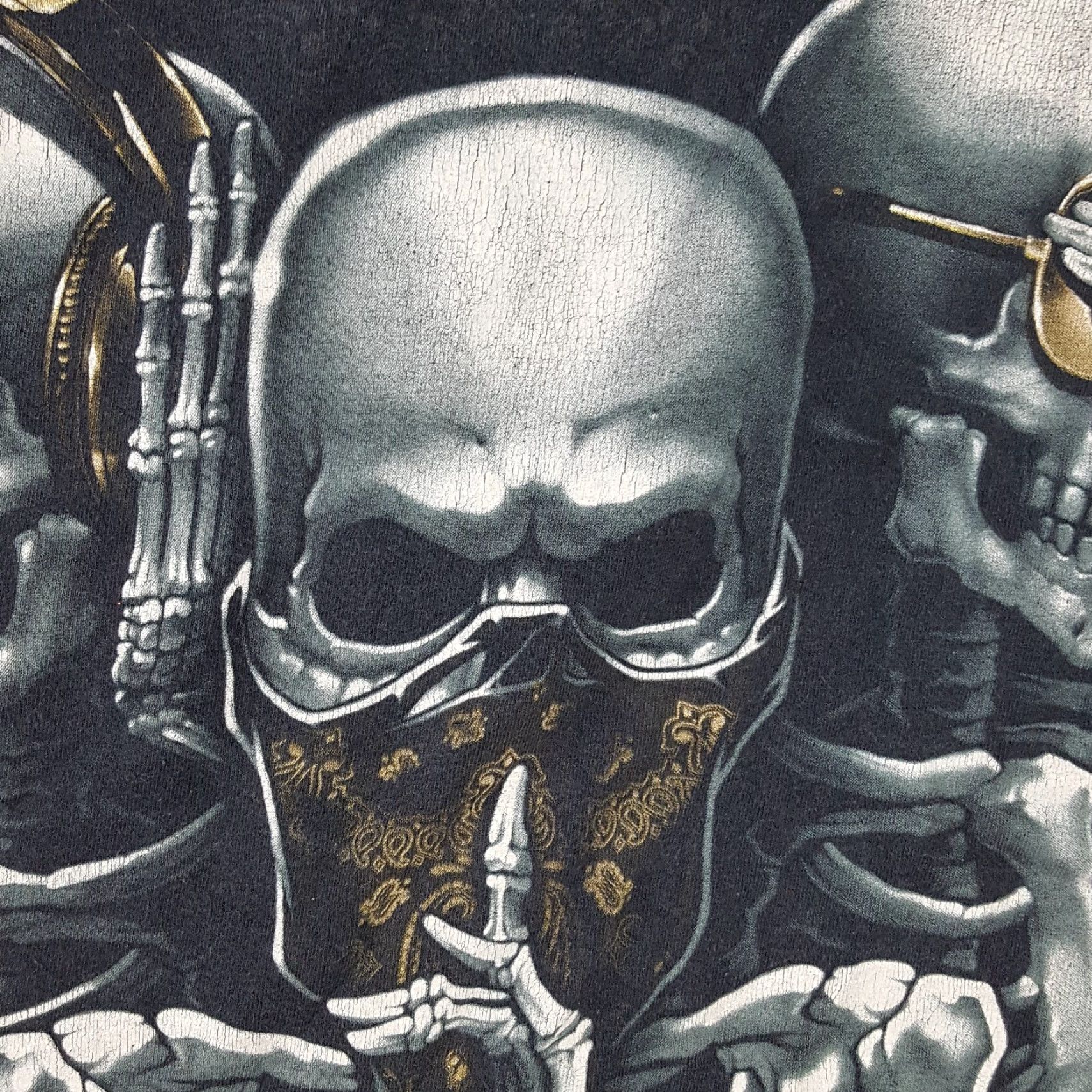 Fruit Of The Loom VINTAGE Fruit of the Loom Men’s T-Shirt 90s Grunge Skull Y2K Skeleton Short Sleeve Small Black Cotton Retro Size US S / EU 44-46 / 1 - 3 Thumbnail