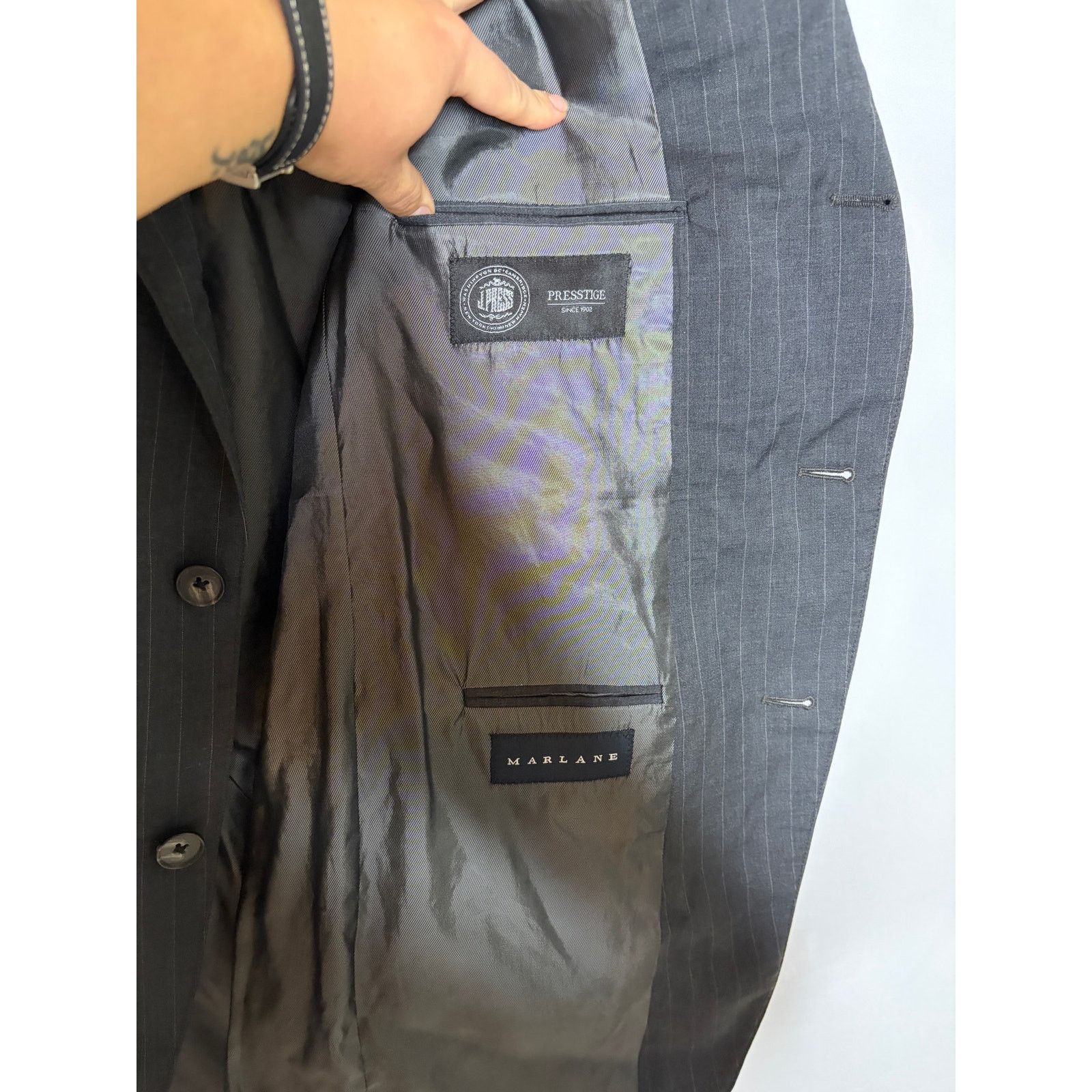 J. Press J.Press grey stripe wool blazer jacket sz 42R Size 42R - 4 Thumbnail