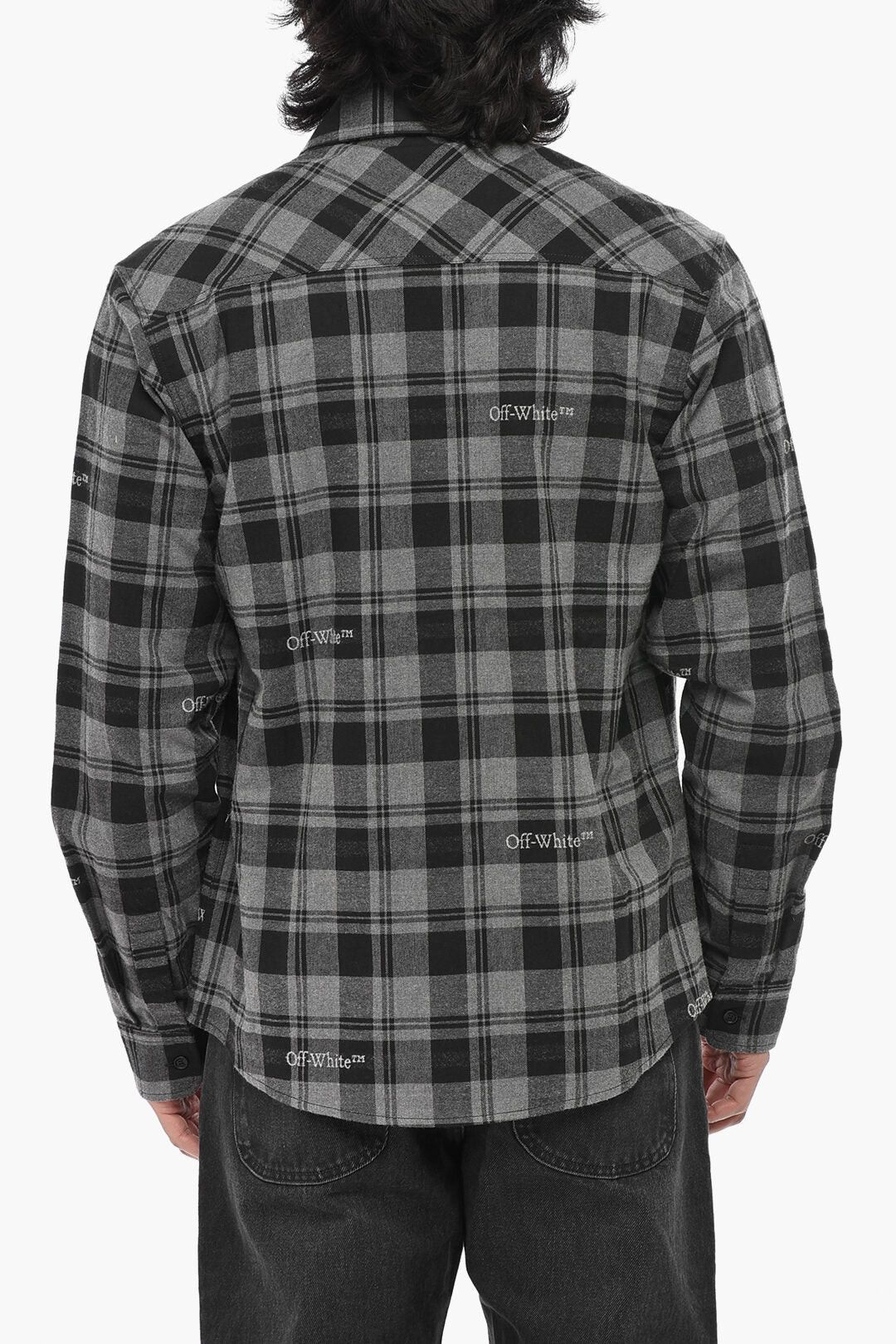 Off-White og1mm0526 Flannel Shirt in Gray/Black Size US XL / EU 56 / 4 - 2 Thumbnail