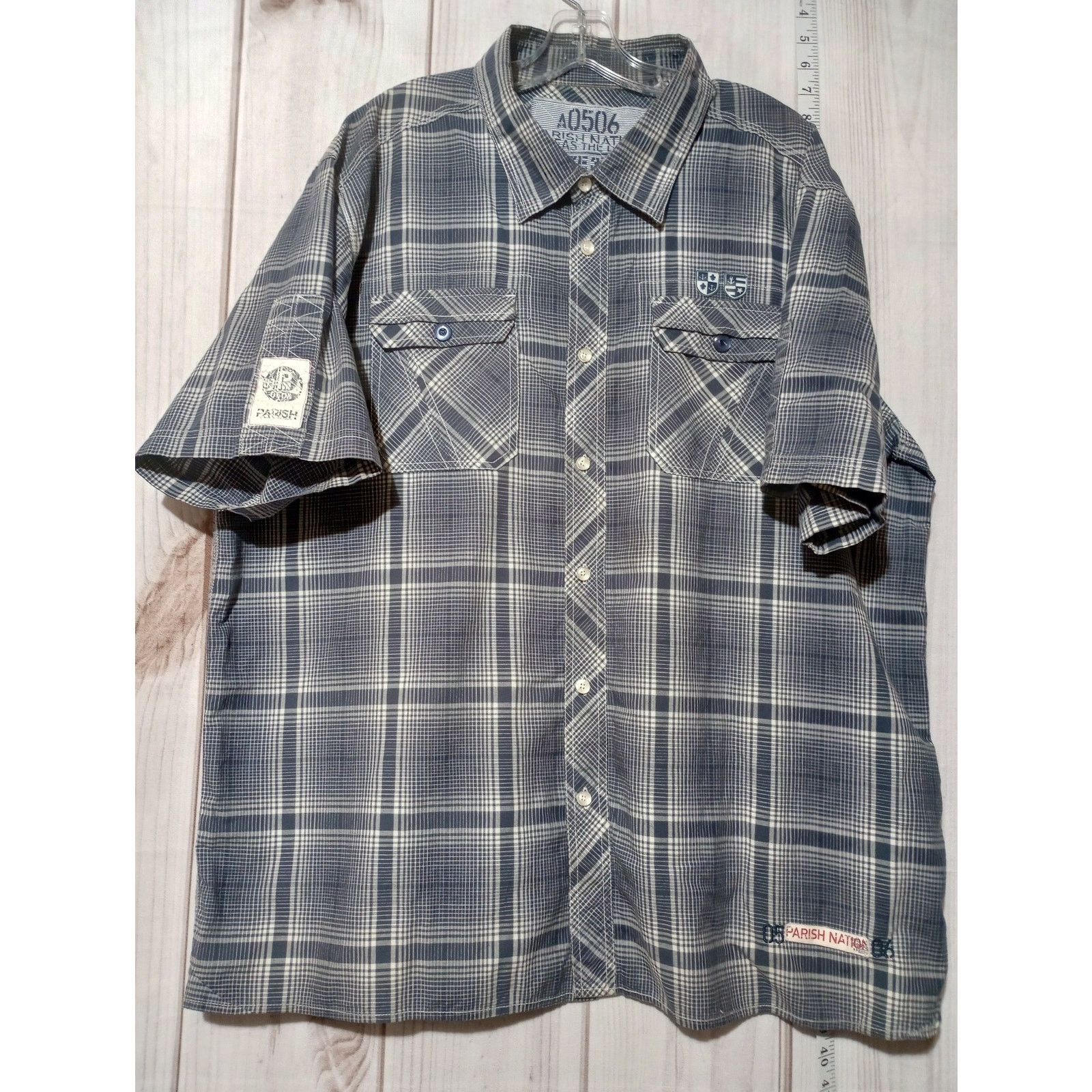 Parish Nation Parish Nation Shirt Mens 3XL Blue Plaid Seas The Day Size US XXL / EU 58 / 5 - 1 Thumbnail