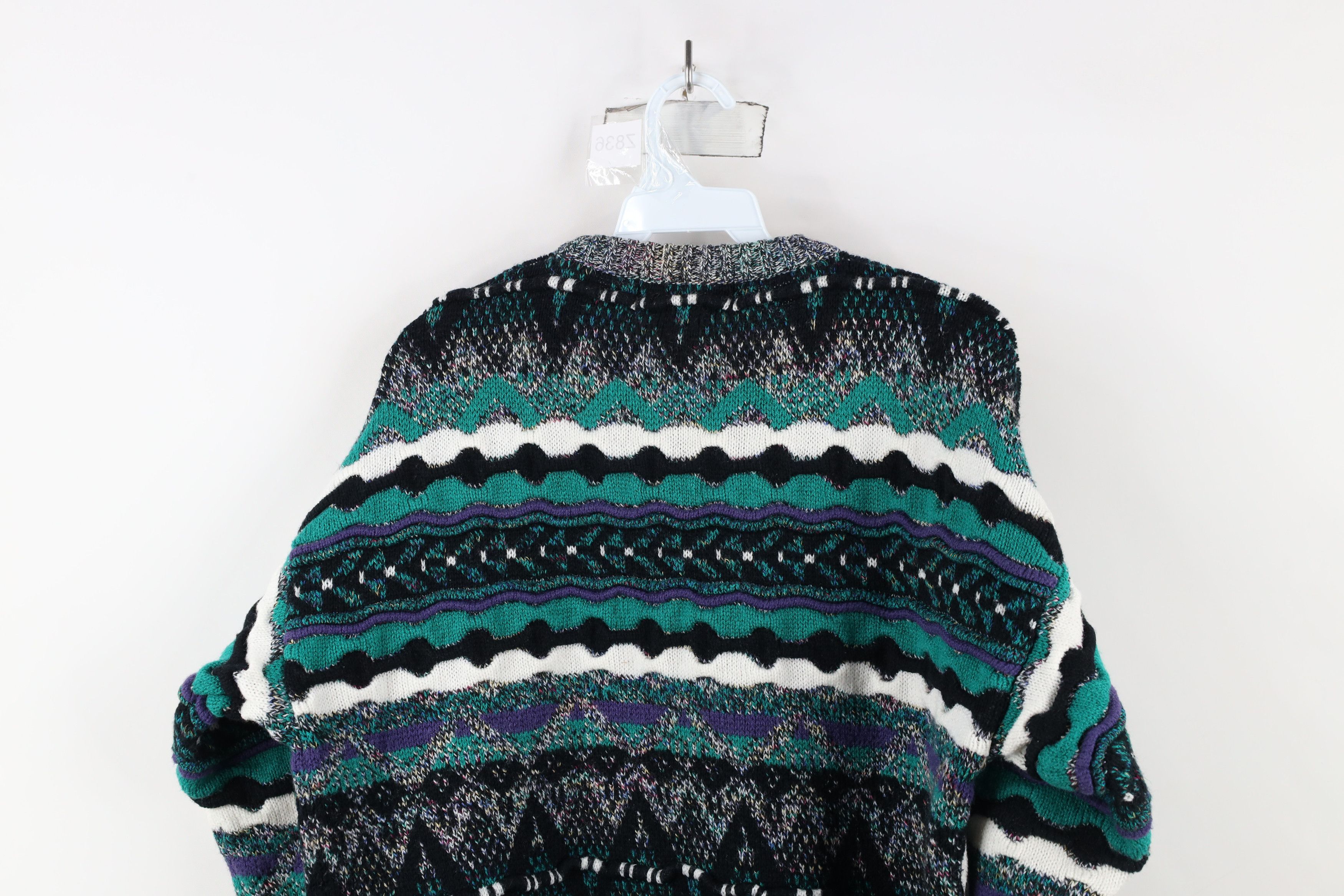 Vintage Vintage 90s Coogi Style Rainbow Textured Knit Sweater Size US L / EU 52-54 / 3 - 7 Thumbnail