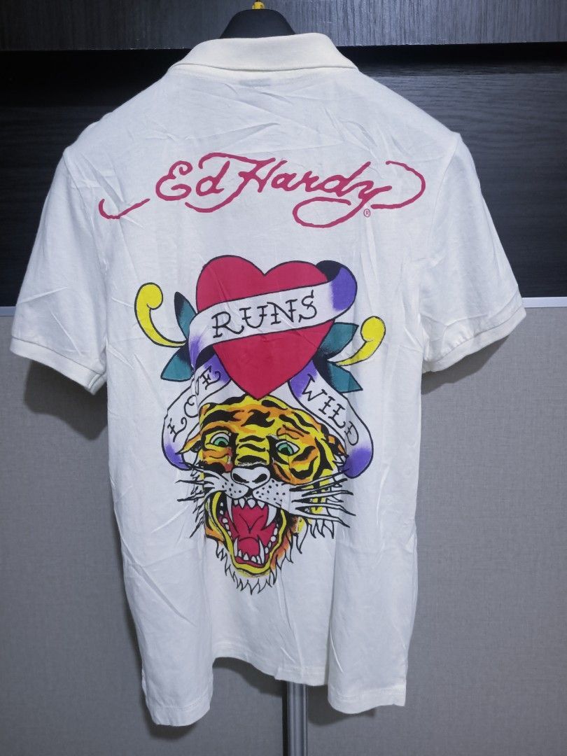 Ed Hardy Ed Hardy Tiger Heart Runs Wild Polo – Y2K Tattoo Era Size US S / EU 44-46 / 1 - 1 Thumbnail