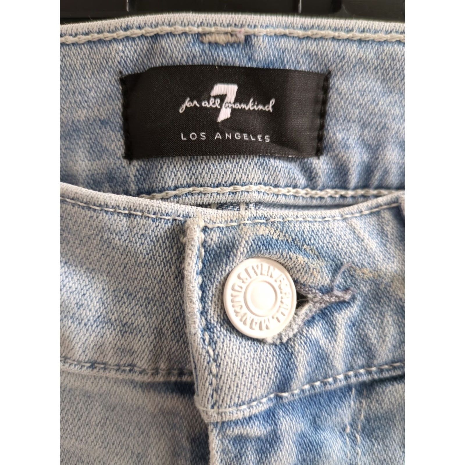 7 For All Mankind 7 For All Mankind High Waist Ankle Skinny Jeans Women 25 Blue Denim Solid Stretch Distressed Zipper 28 Inseam Size 42" / US 20 - 3 Thumbnail