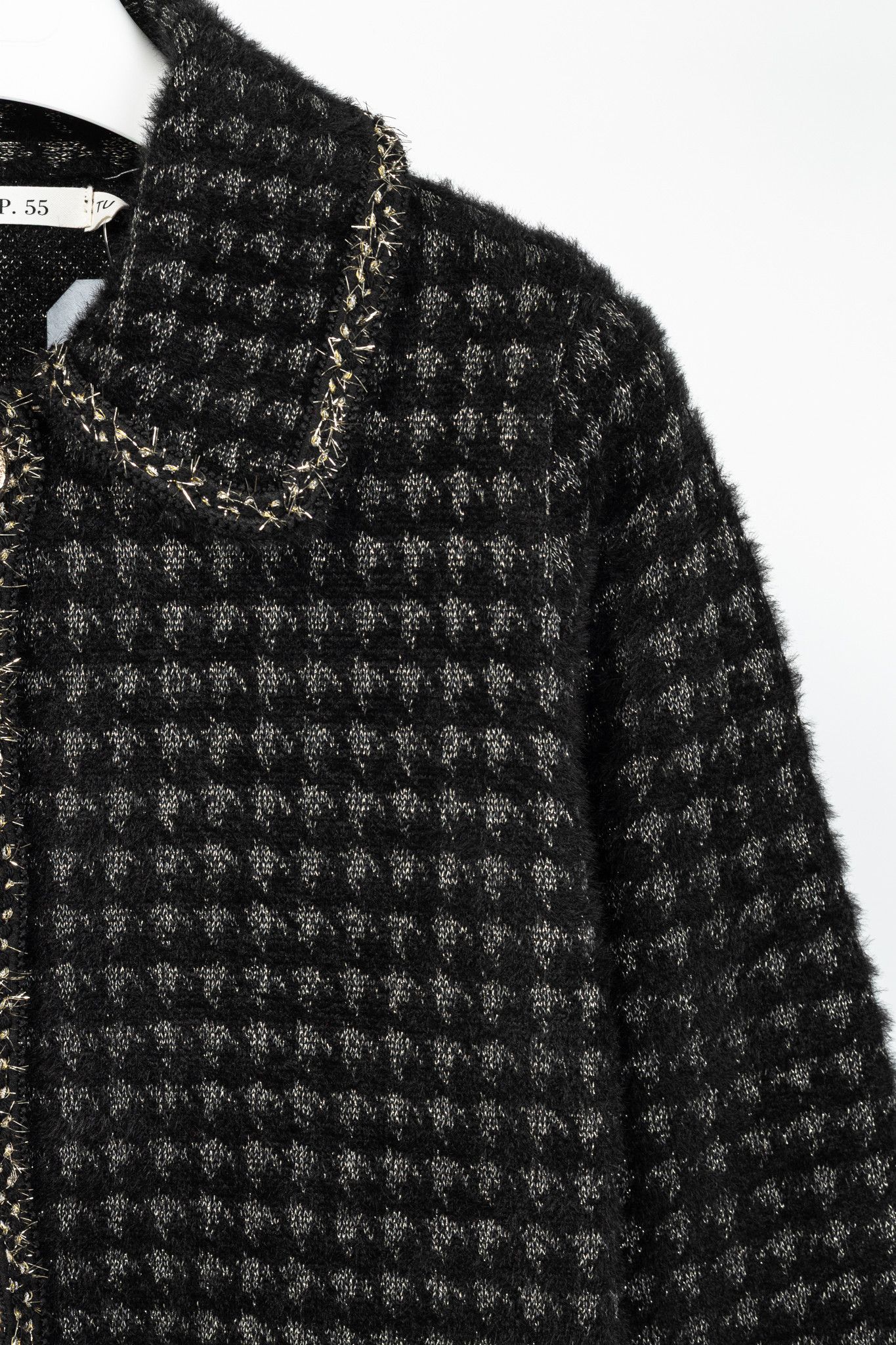 Other C.M.P.55 Black Fuzzy Lurex-Houndstooth Knit Jacket Size ONE SIZE - 5 Thumbnail