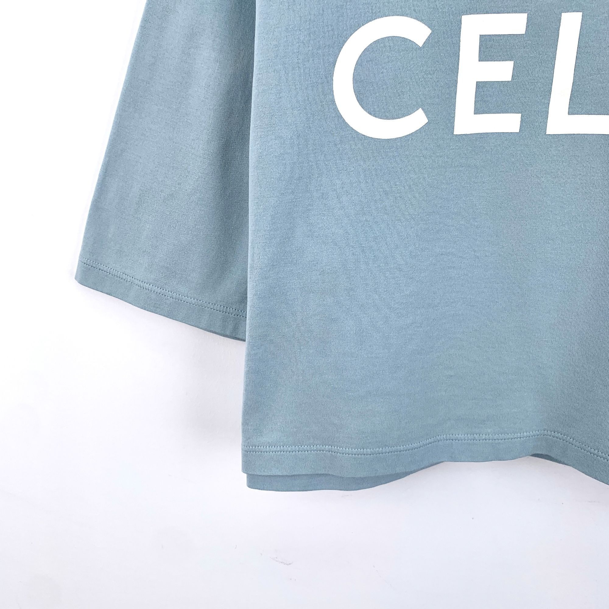 Celine Celine Light Blue Letter Printed Cotton Round-Neck Short-Sle Size M / US 6-8 / IT 42-44 - 5 Thumbnail