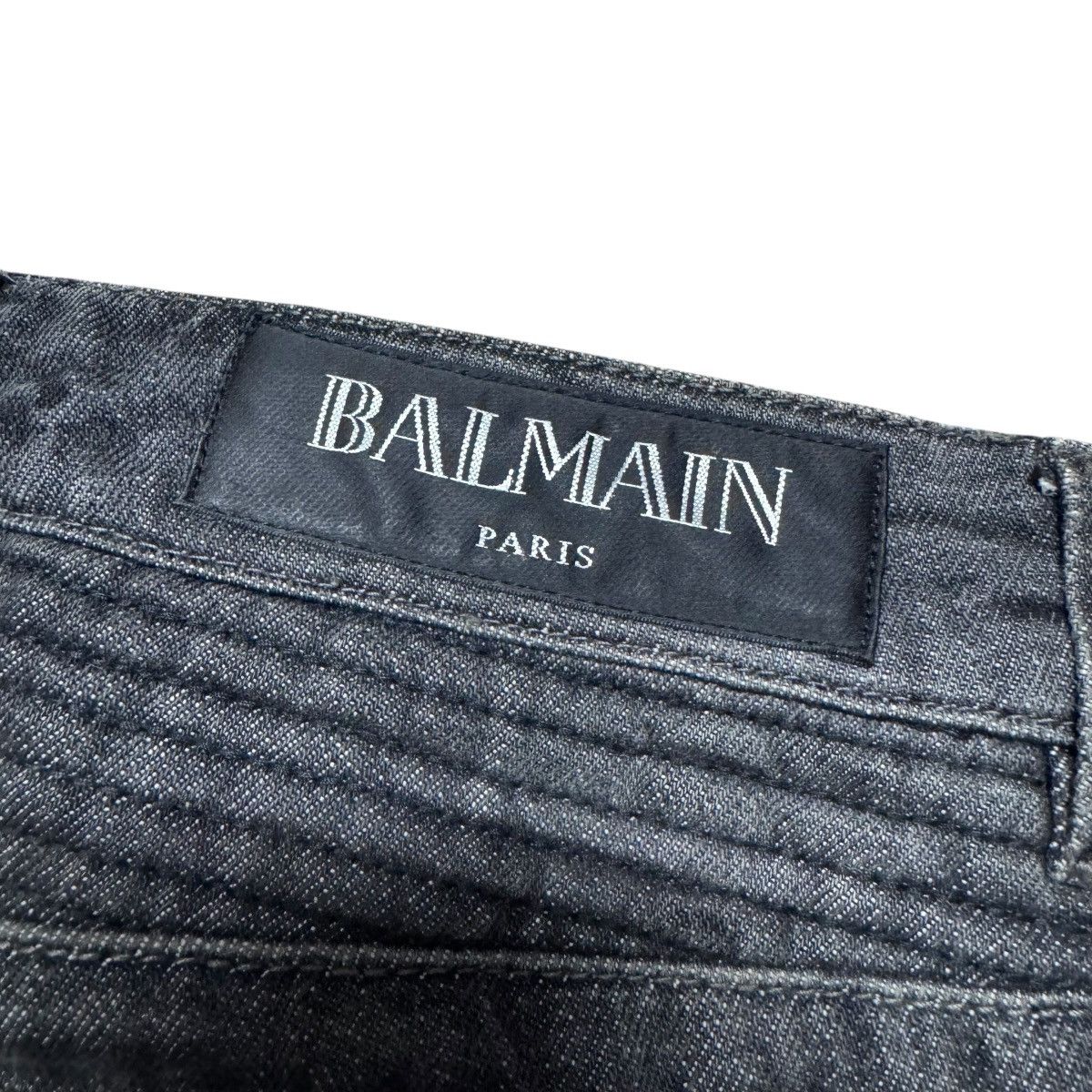 Balmain Decarnin era Classic Balmain Black Biker Jeans Distressed Size US 31 - 12 Thumbnail