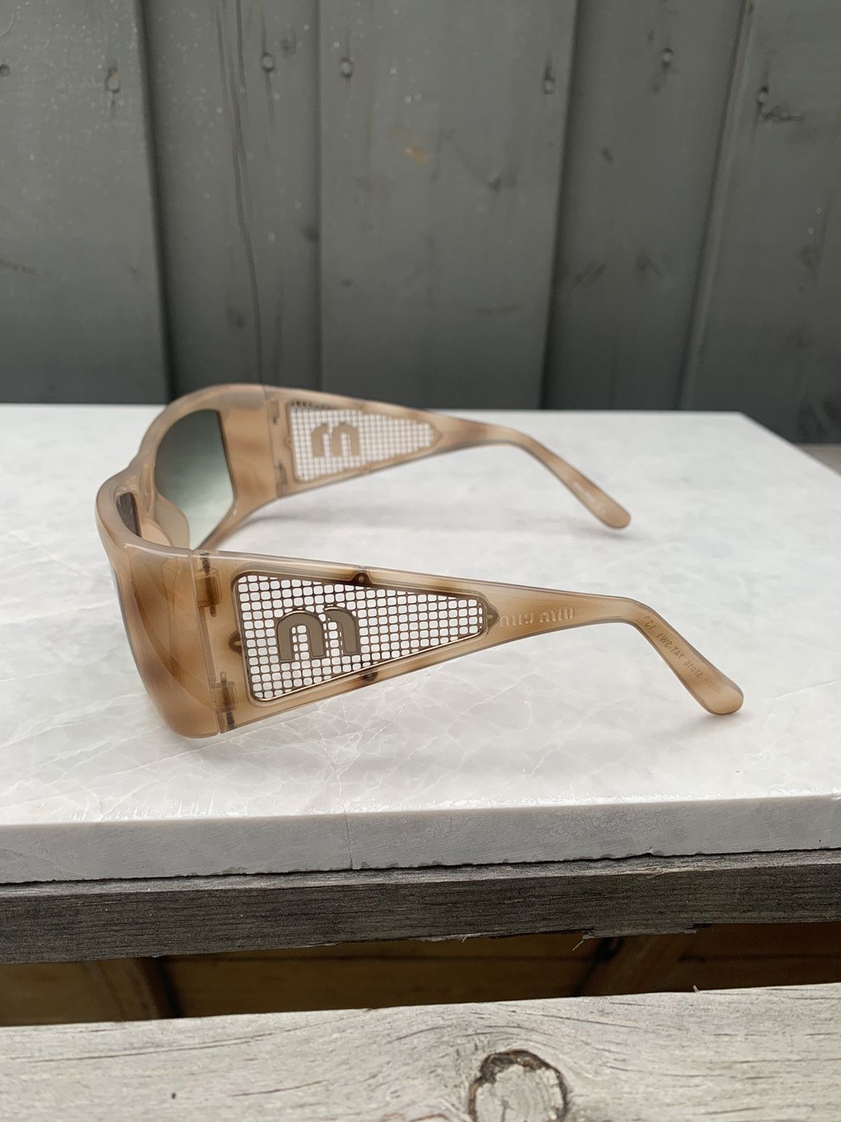Miu Miu × Prada × Vintage 2000s Miu Miu Sunglasses Mesh Side Y2K Vintage Prada SMU01H Size ONE SIZE - 5 Thumbnail