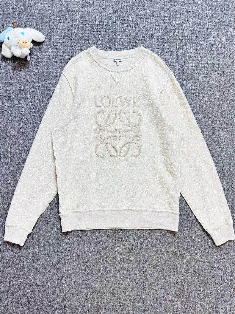 LOEWE Gray embroidered logo round neck sweater