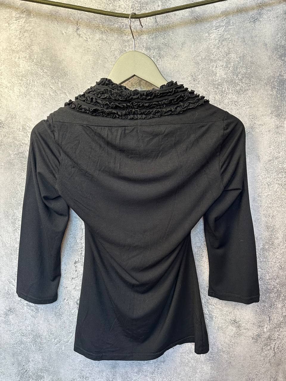 Designer Emma Somerset ES Collection Black Fitted Top Ruched Size M / US 6-8 / IT 42-44 - 3 Thumbnail