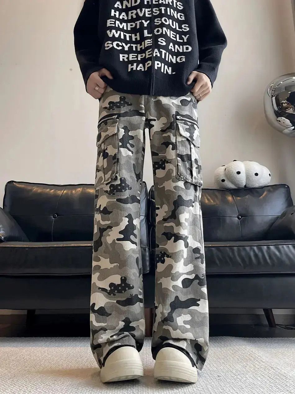 Japanese Brand Retro casual wide leg pocket camouflage jeans Size US 32 / EU 48 - 2 Thumbnail