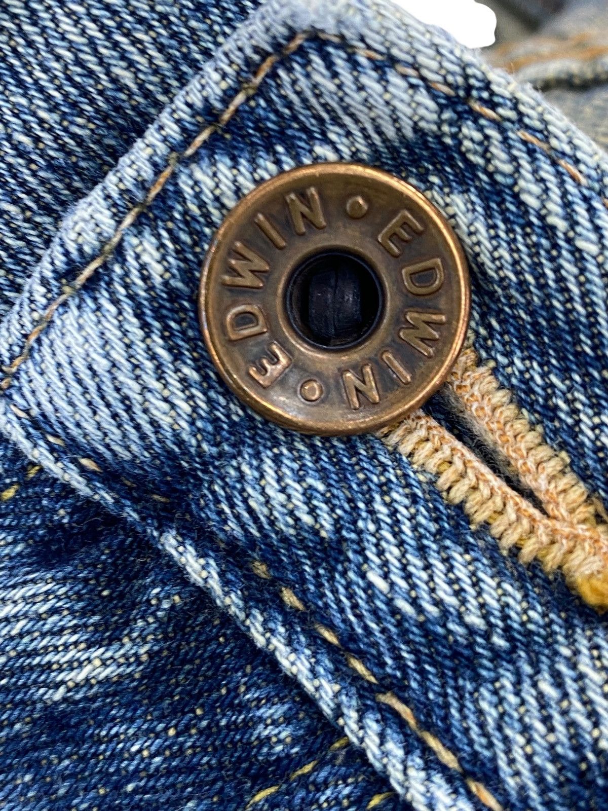 Edwin Edwin X Selvage Faded Wash Ripped Style Straight Leg Jeans Size US 33 - 10 Thumbnail