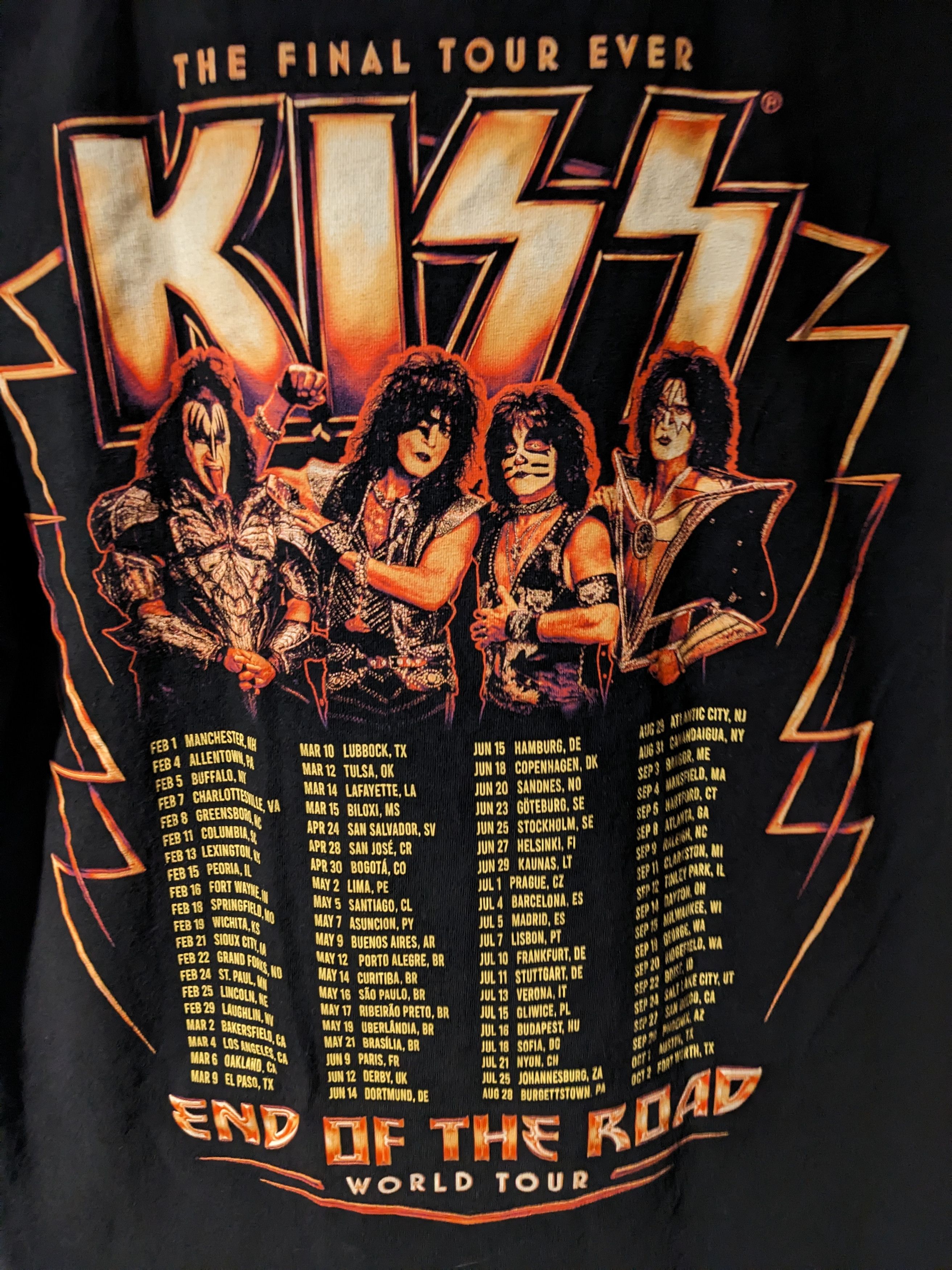 Band Tees × KISS Kiss End Of The Road World Tour 2019 Black Medium T-Shirt Size US M / EU 48-50 / 2 - 5 Thumbnail