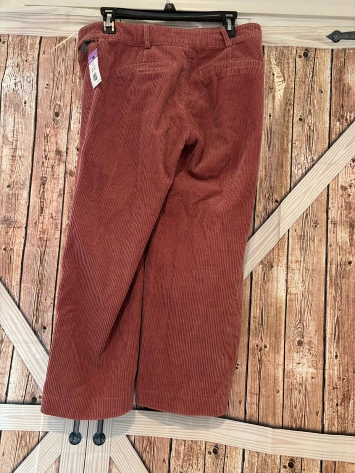 Zara Womens Zara burgundy sz S courdery cropped pants #280 Size 28" / US 6 / IT 42 - 2 Thumbnail