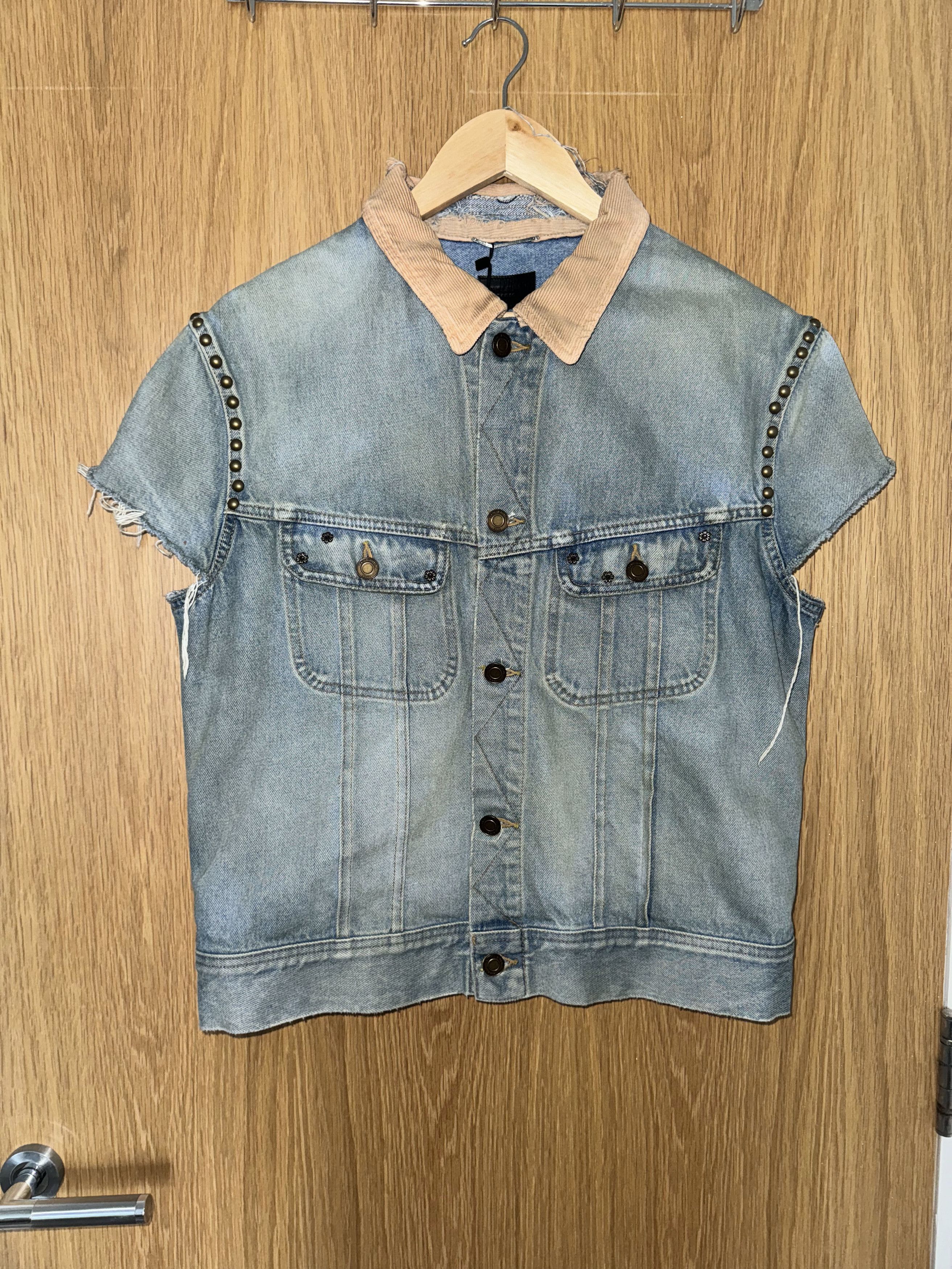 Saint Laurent Paris Short Sleeve Distressed Studded Denim Jacket Size US M / EU 48-50 / 2 - 1 Thumbnail