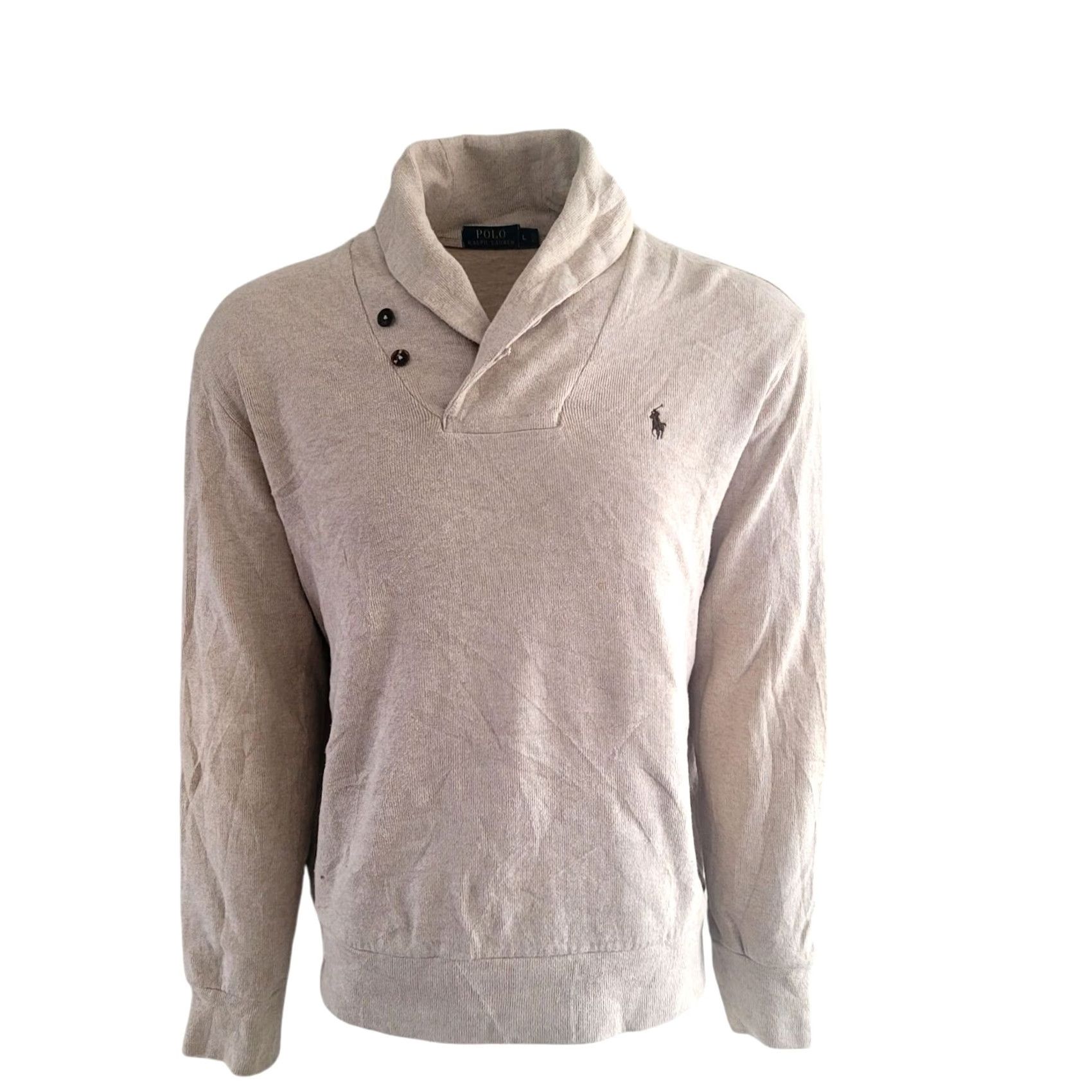 Polo Ralph Lauren Polo Ralph Lauren Beige Shawl Collar Sweatshirt – L Jumper Men Beige Shawl Collar Pullover Vintage Polo Ralph Lauren Mens Size US L / EU 52-54 / 3 - 2 Thumbnail