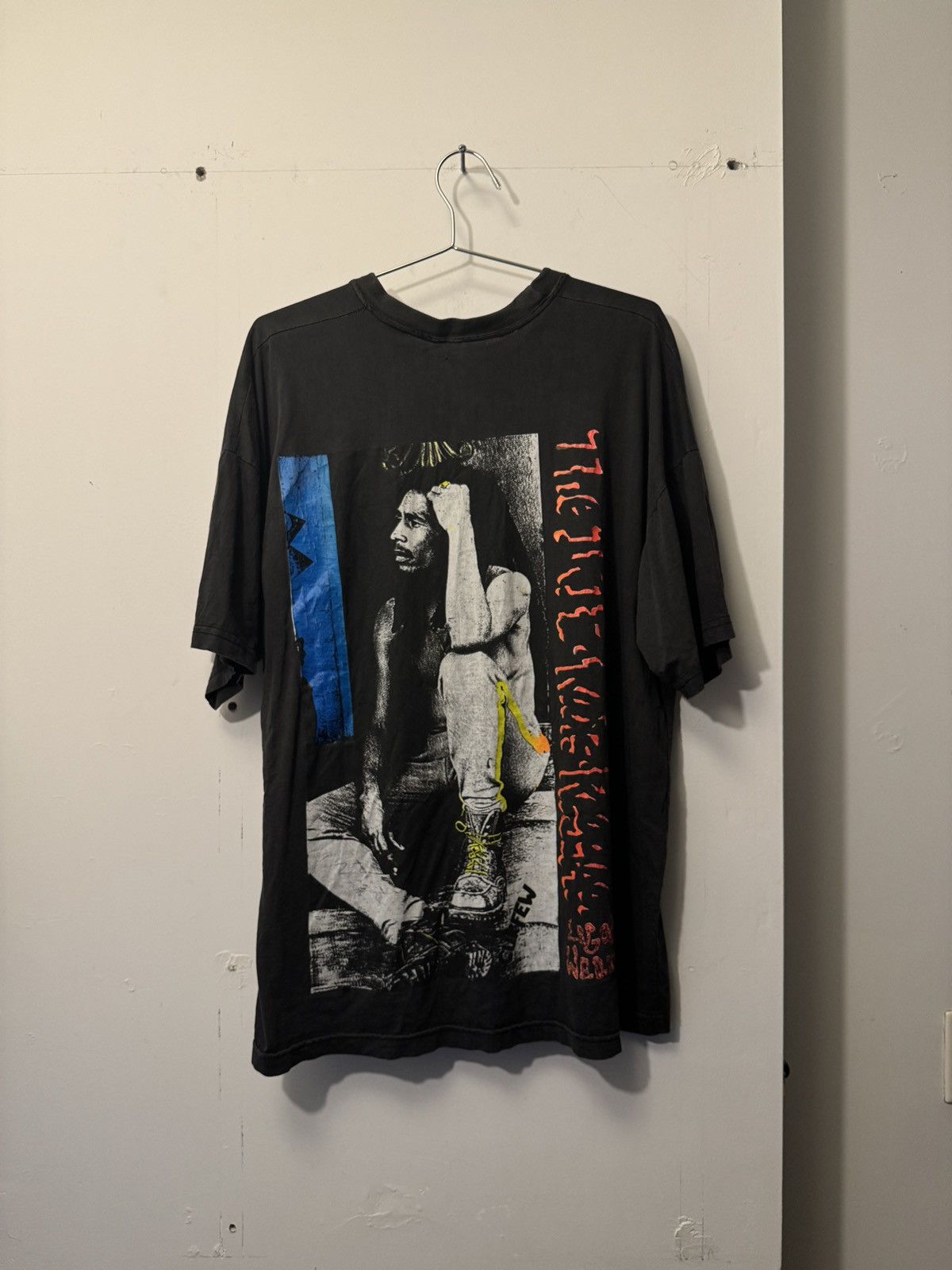 image of 90's Bob Marley Legal Wear Thrashed Faded Tee in Black, Men's (Size XL)