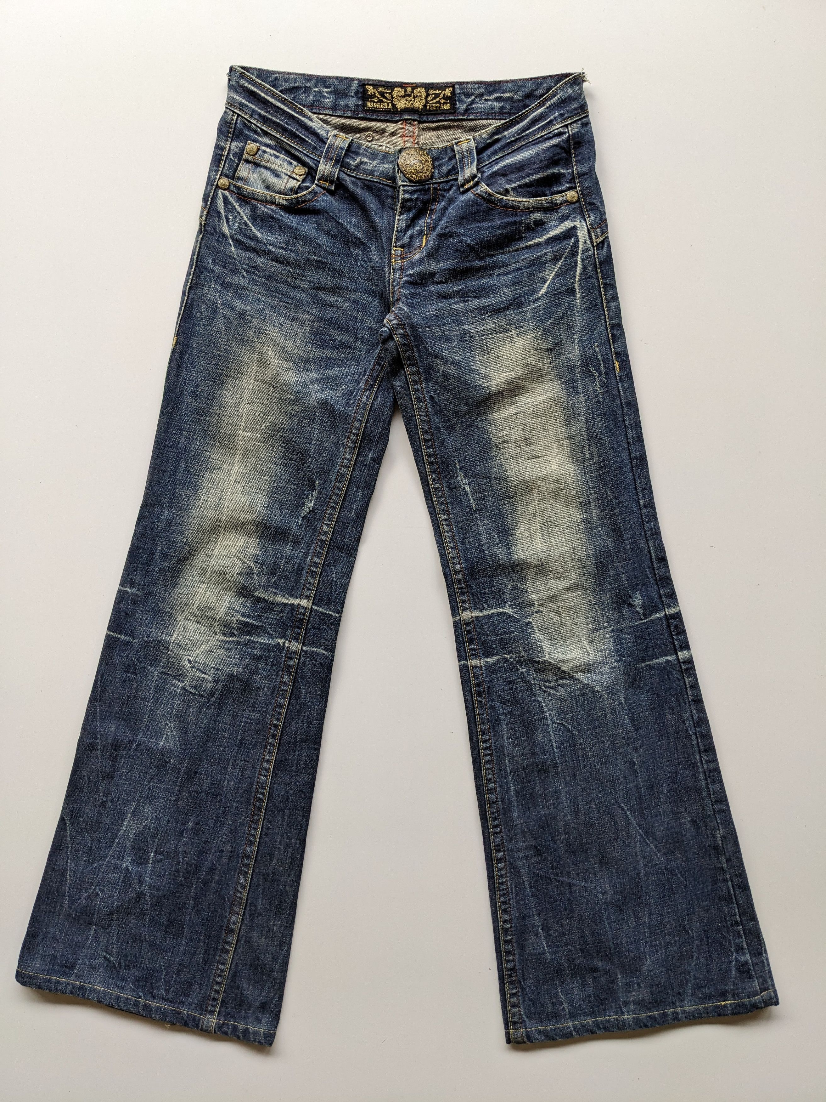 Japanese Brand × Kaihara Denim Riobera faded clawmark flare jeans Size US 29 - 1 Thumbnail
