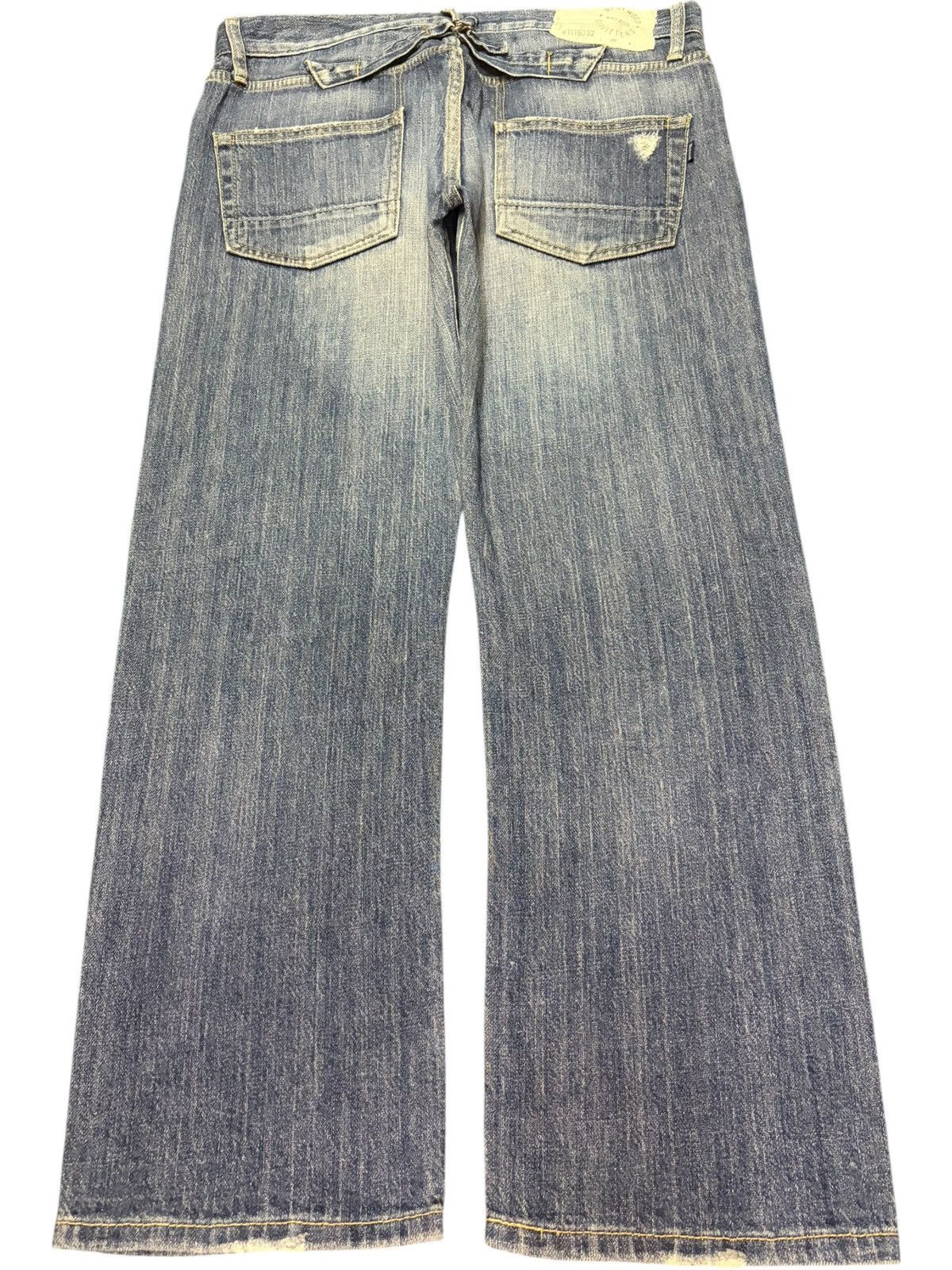 Edwin Vintage Japanese Brand Buckle Back Distressed Jeans Size 32" / US 10 / IT 46 - 2 Thumbnail