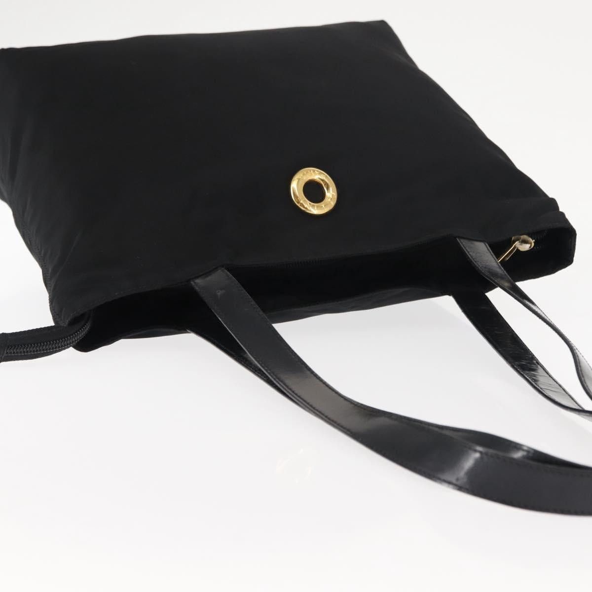 CELINE Tote Bag Nylon Enamel Black Gold