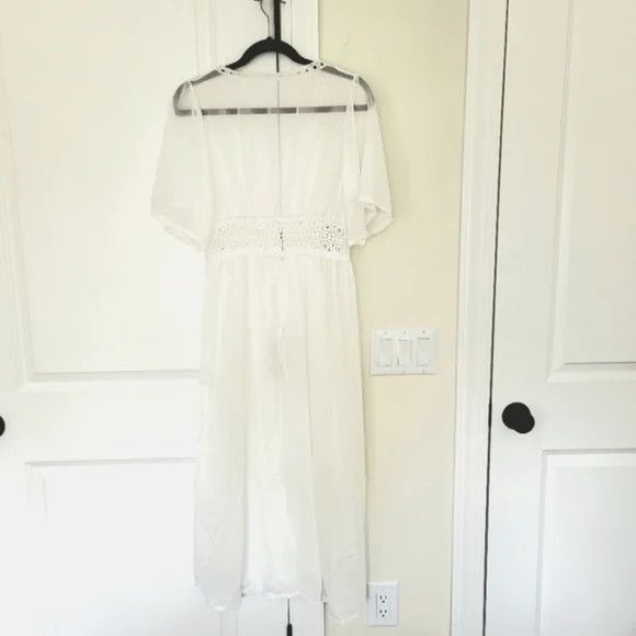 Vacation Sheer Crochet Long Beach Kimono Coverup Robe Beach Summer Size S / US 4 / IT 40 - 9 Thumbnail
