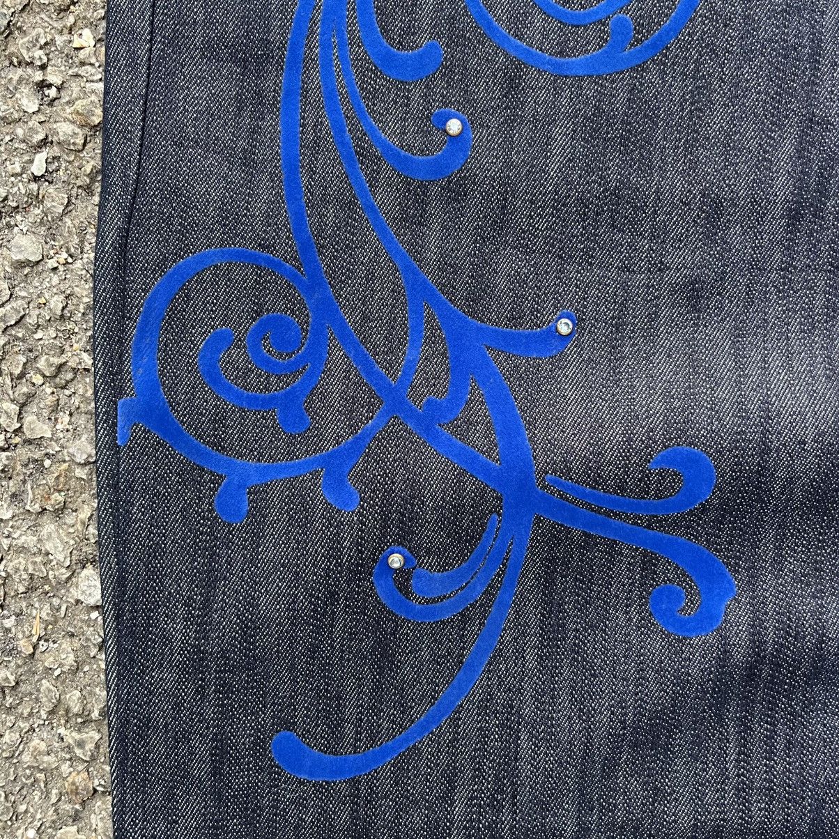 Ed Hardy Crazy Y2K Baggy Jeans Tribal Velvet Denim Coogi JNCO Pants Size US 40 / EU 56 - 5 Thumbnail
