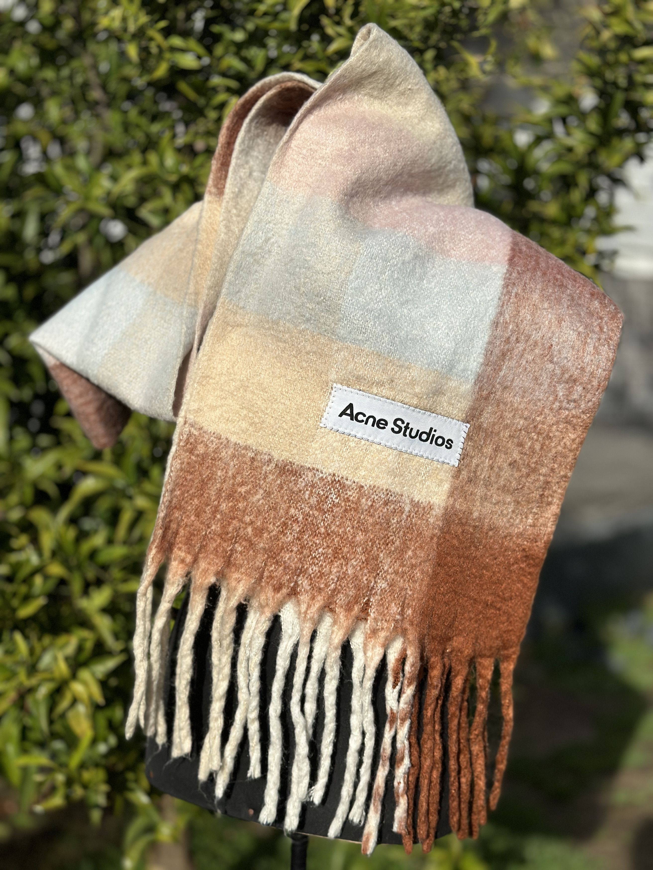 Acne Studios Acne Studios Multicolor Checked WoolMohair Blend Scarf Beige Size ONE SIZE - 1 Thumbnail