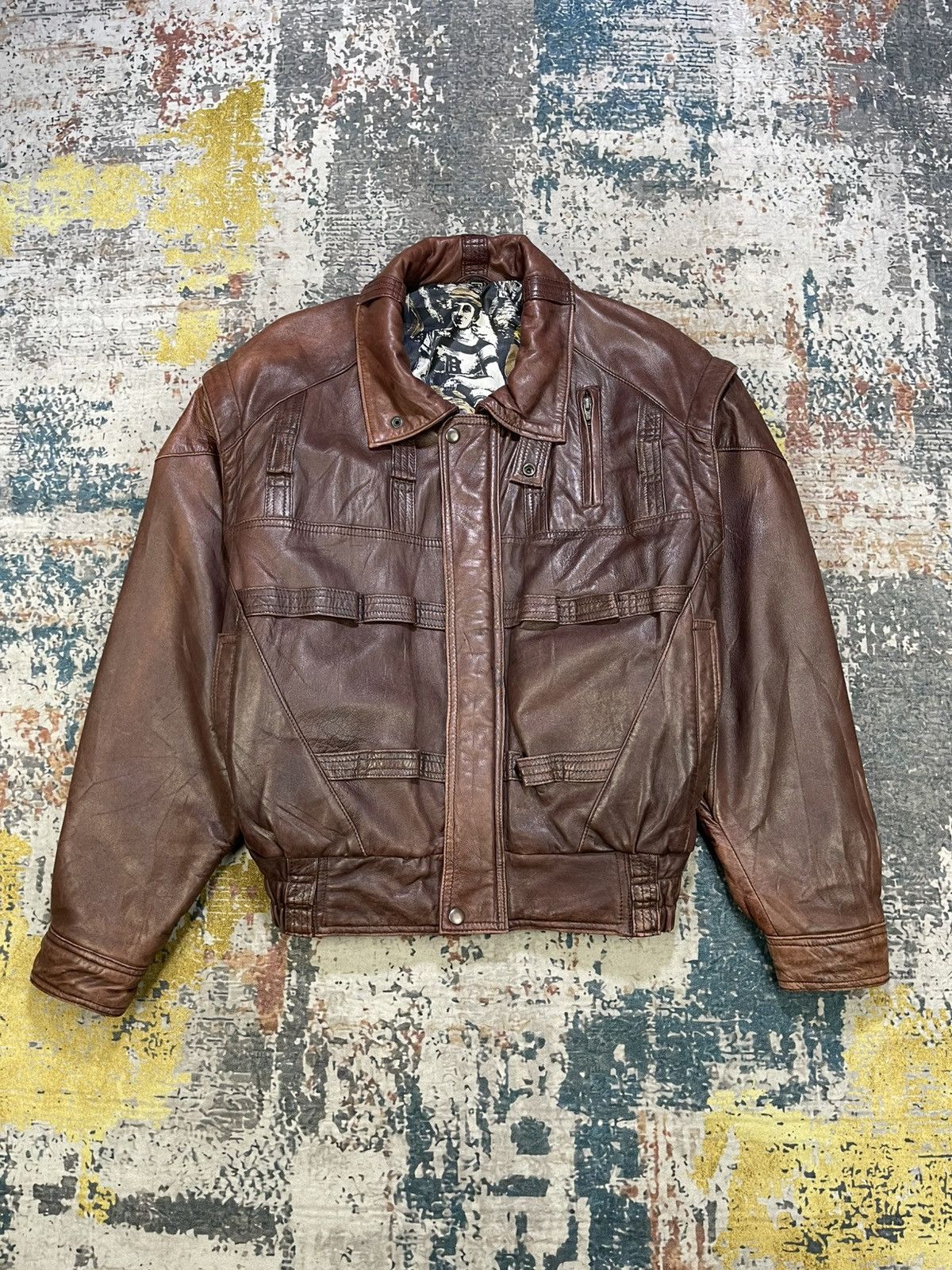 Genuine Leather Vtg Leather Bomber Detachable Sleeve Utilitarian Jacket Size US M / EU 48-50 / 2 - 1 Thumbnail