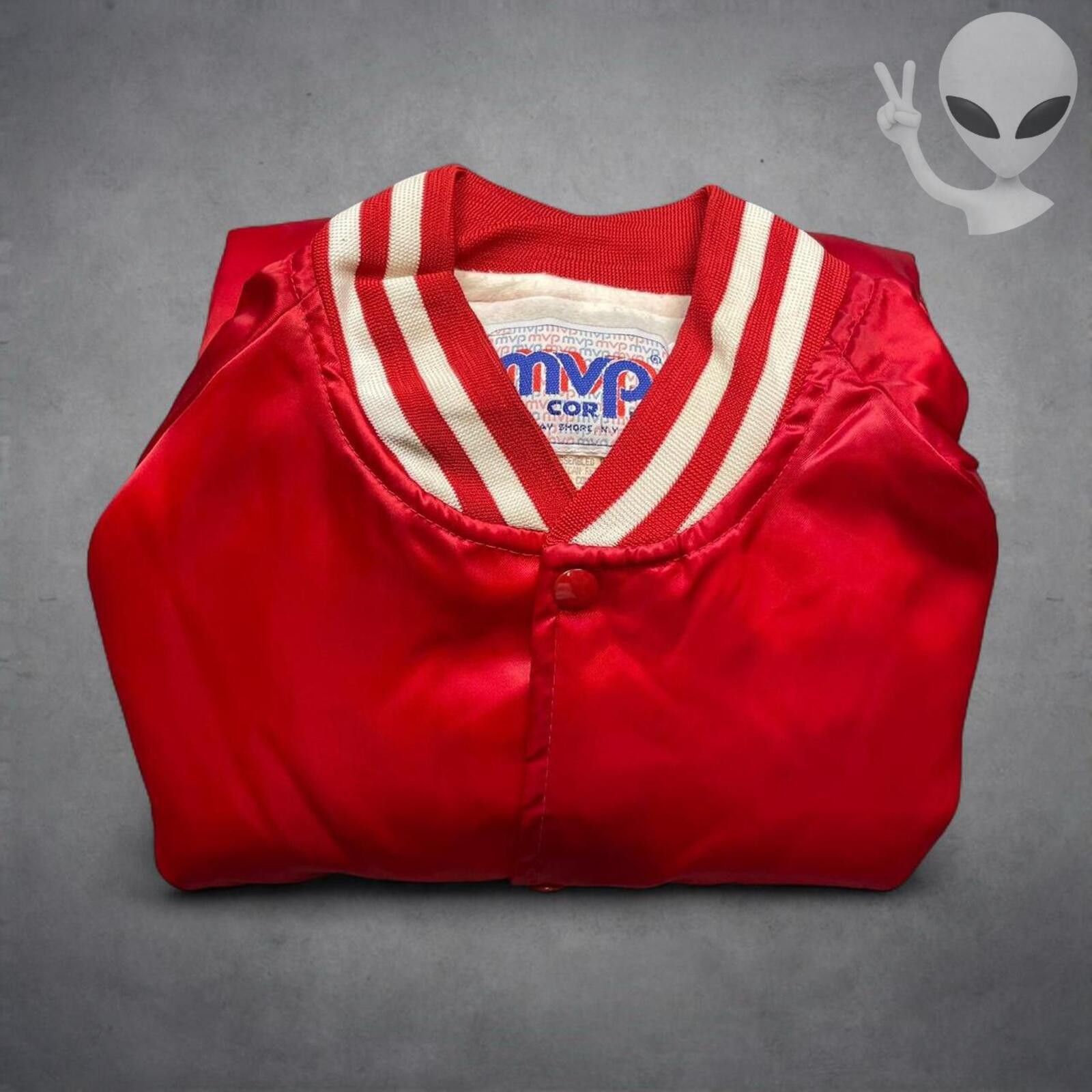 Mvp MVP Varsity Bomber Jacket Extra Large Red Silk Satin 80s USA Size US XL / EU 56 / 4 - 8 Thumbnail