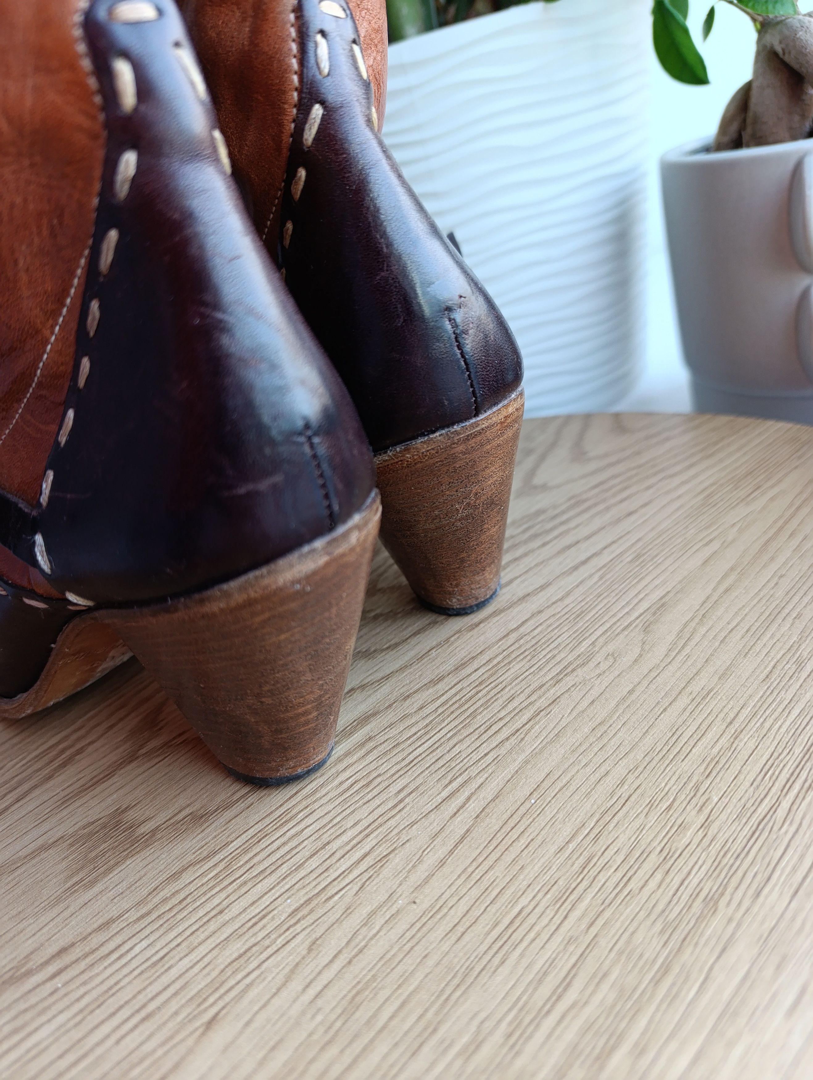 La Martina LA MARTINA BROWN LEATHER KNER HIGHT HEELED ZIP BOOTS Size US 8 / IT 38 - 11 Thumbnail
